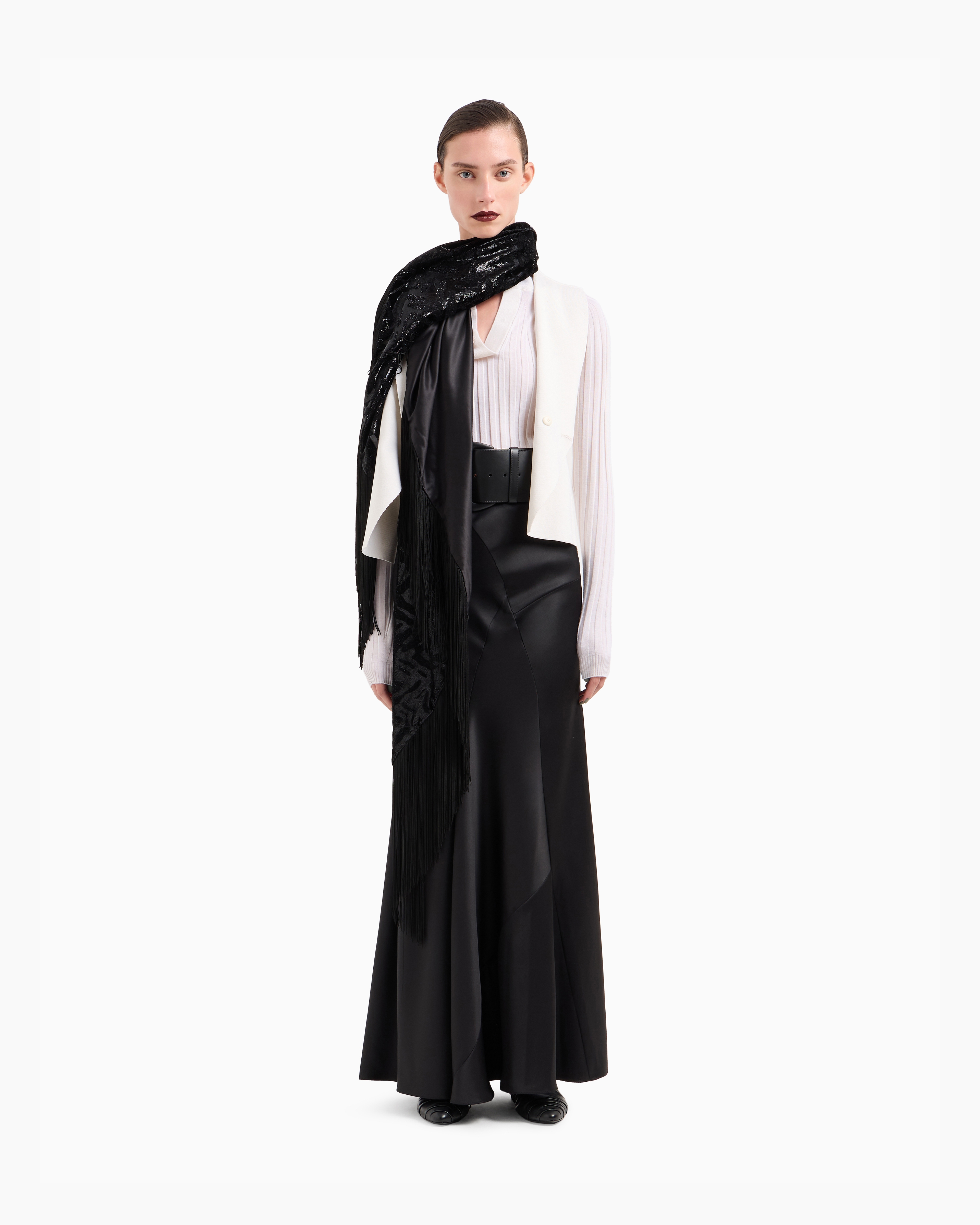 Giorgio Armani Silk Knit Double-breasted Gilet In White