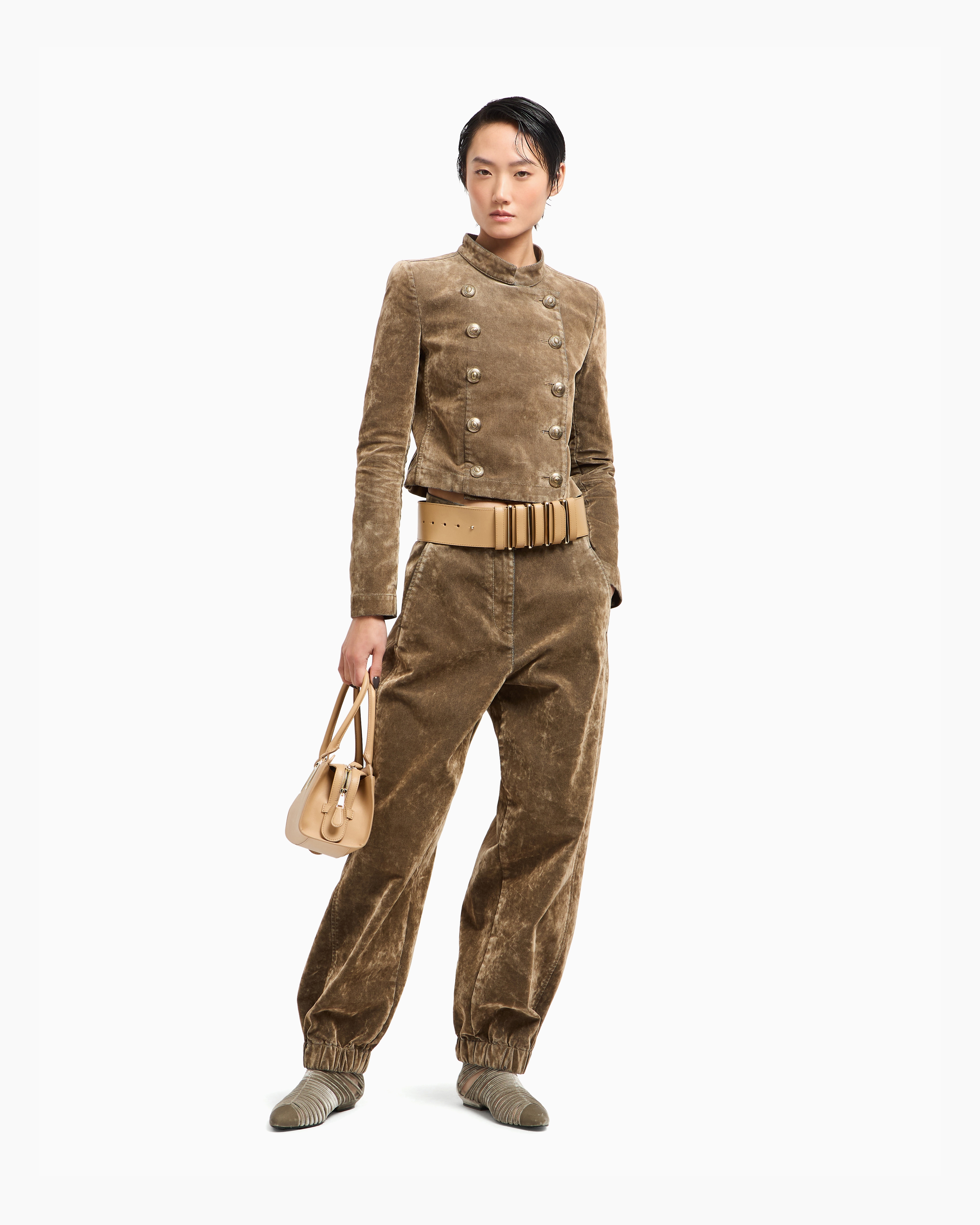 ワイドレッグパンツ ベルベット | Giorgio Armani