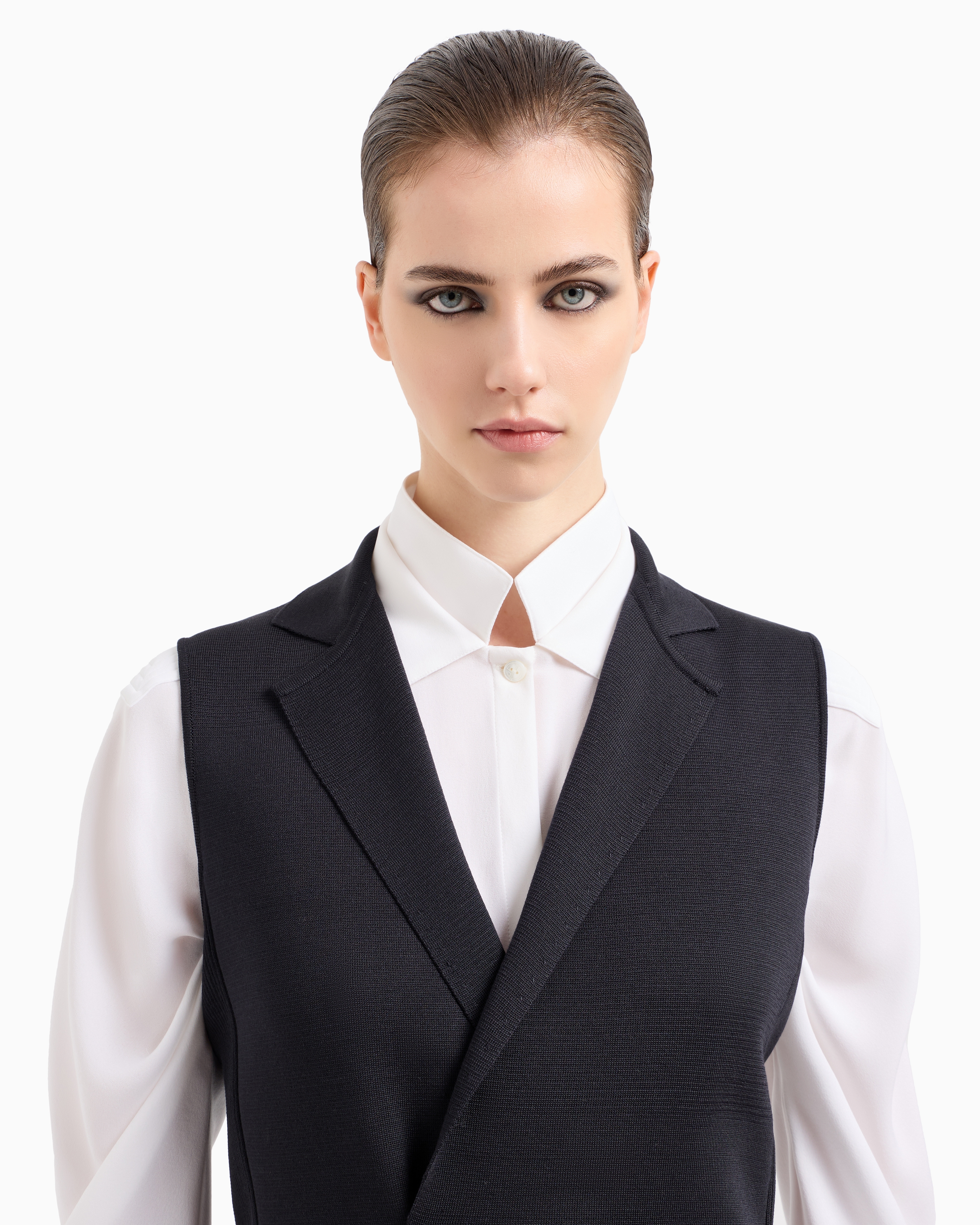 Giorgio Armani Silk Knit Double-breasted Gilet