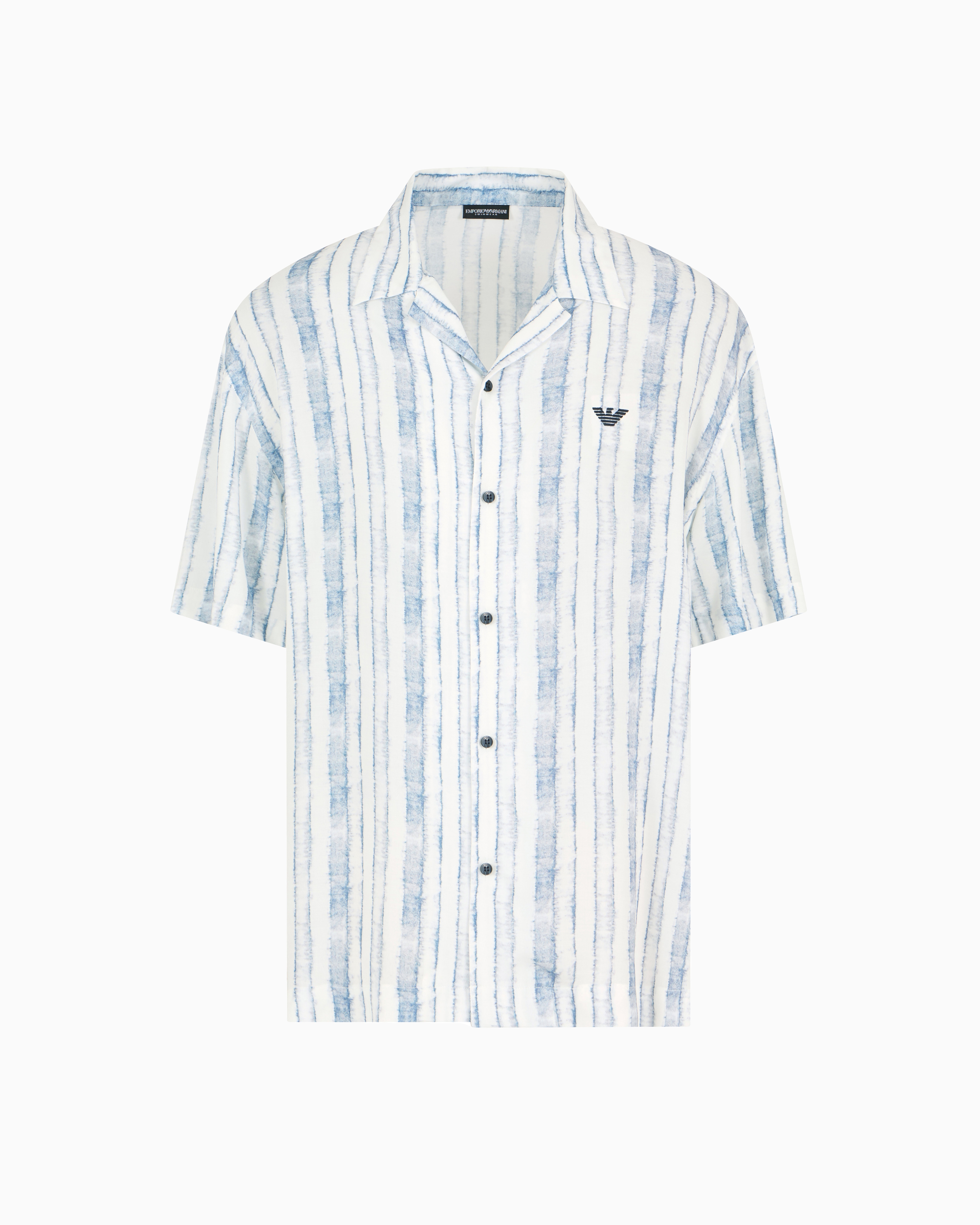 Emporio Armani - Beachwear shirt with abstract pattern, Man, Light Blue, Size: L