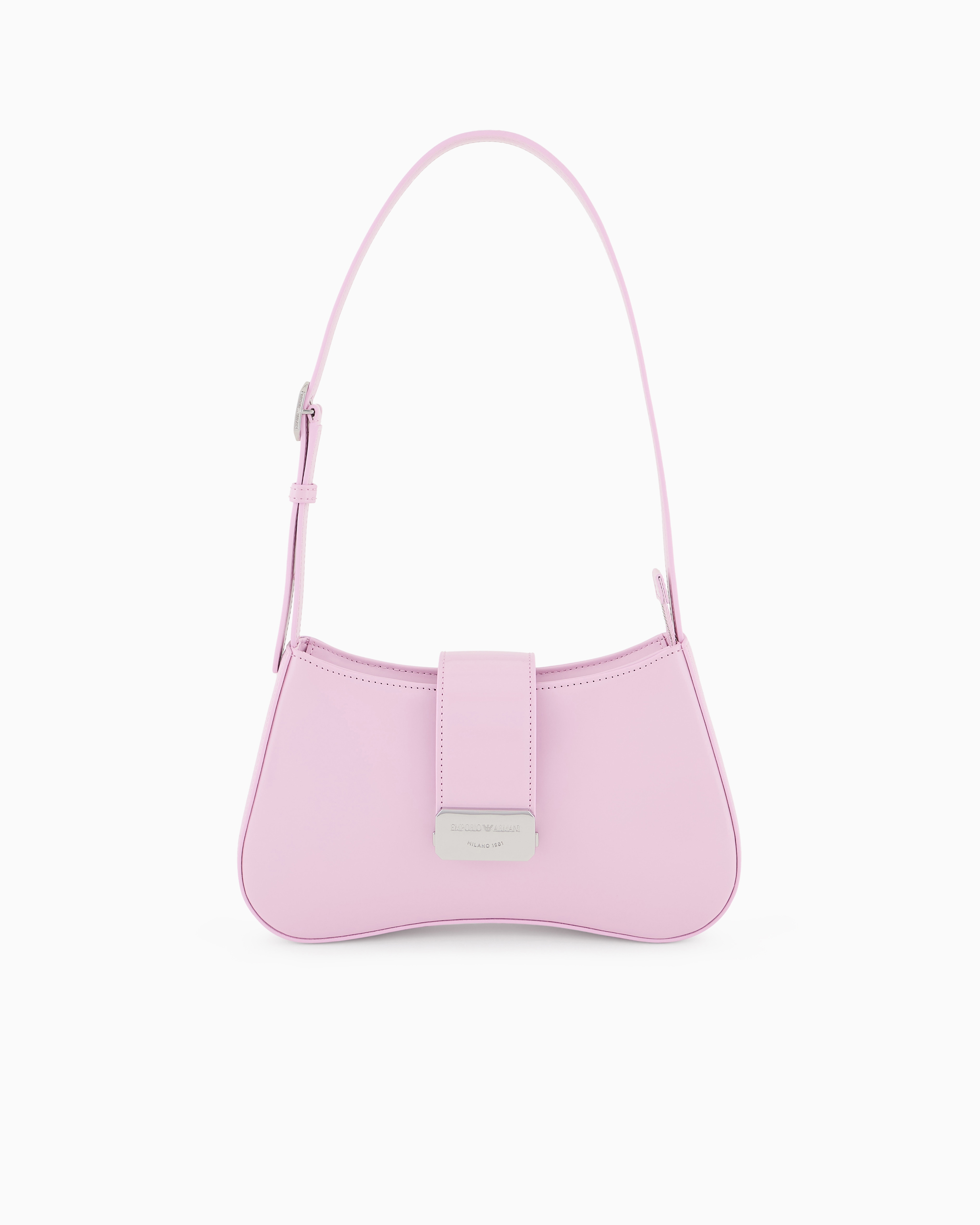 Emporio Armani - Hobo shoulder bag with logo buckle, Woman, Pink, Size: TU