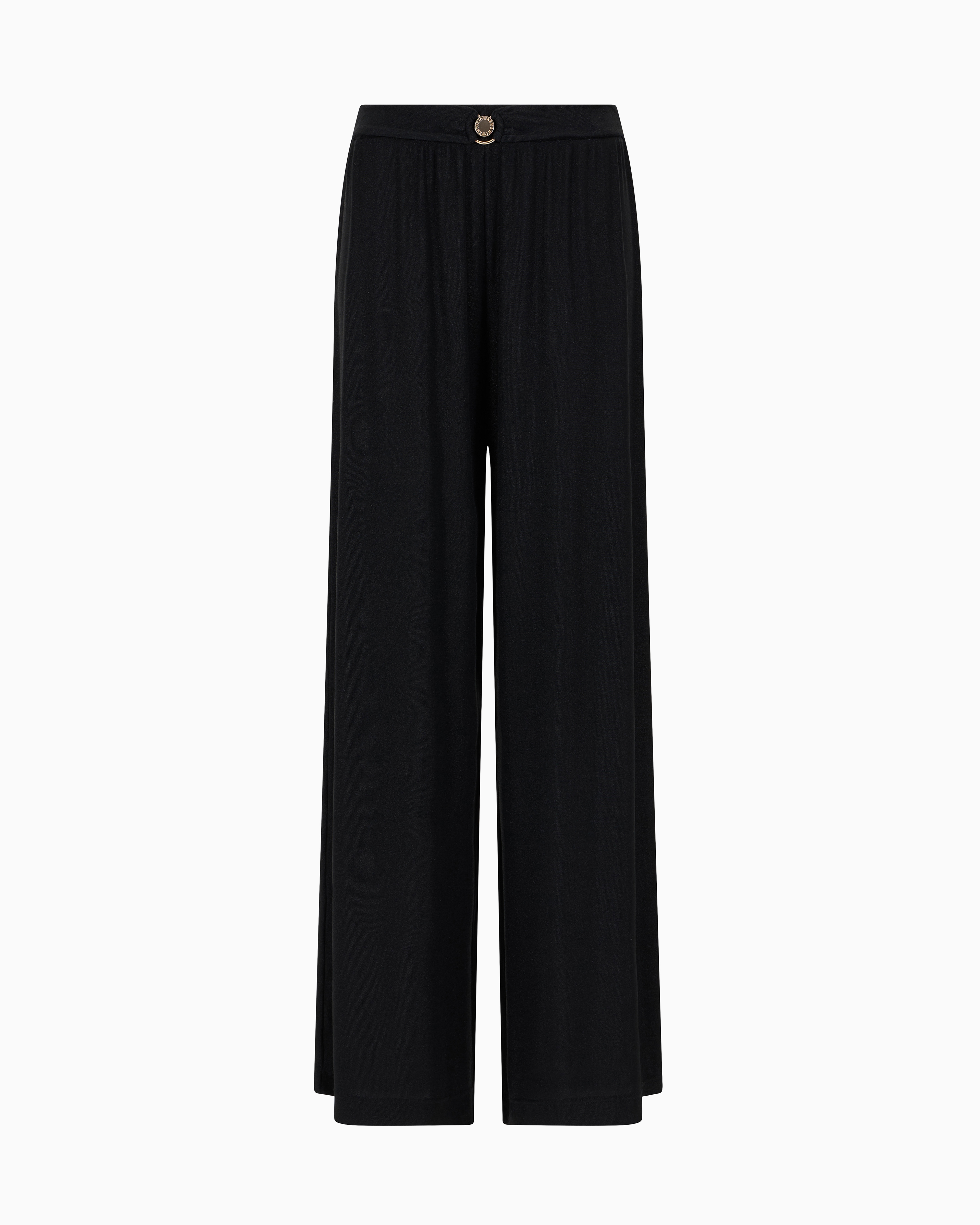 Emporio Armani - Beachwear trousers with logo ring detail, Woman, Black, Size: