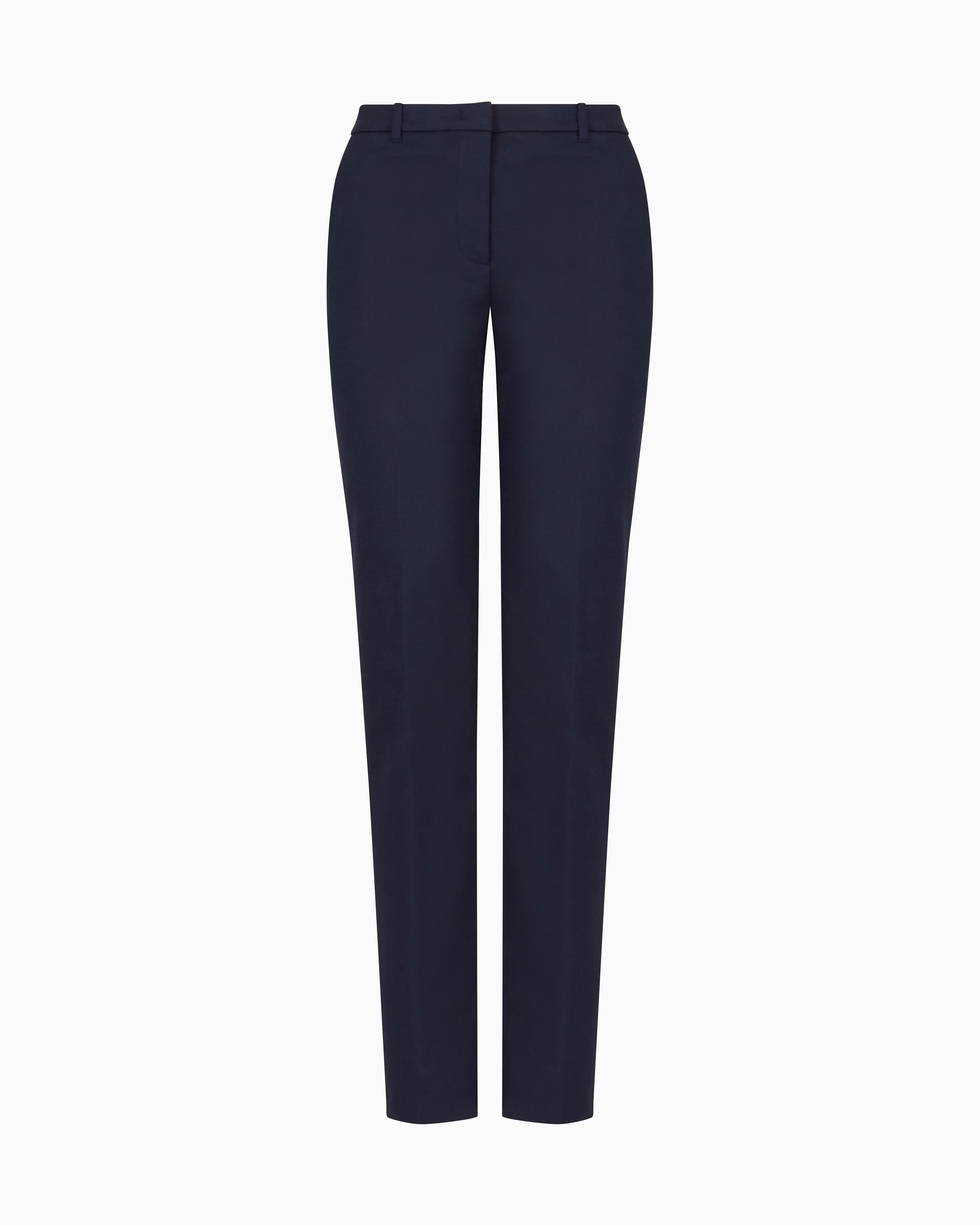 Emporio Armani - Compact stretch cotton trousers , Woman, Blue, Size: