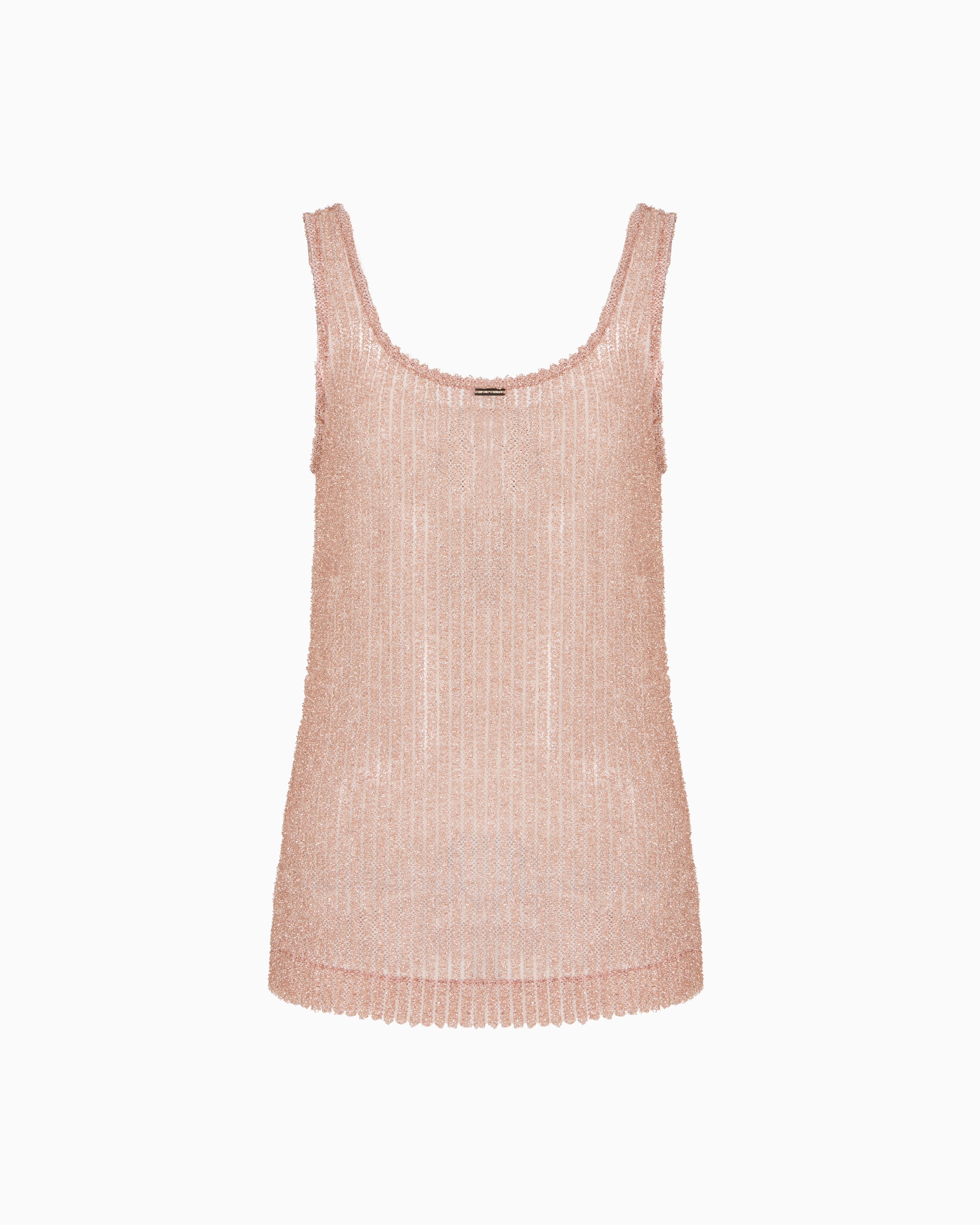 Emporio Armani - Fuzzy lurex beachwear tank top, Woman, Pink, Size: