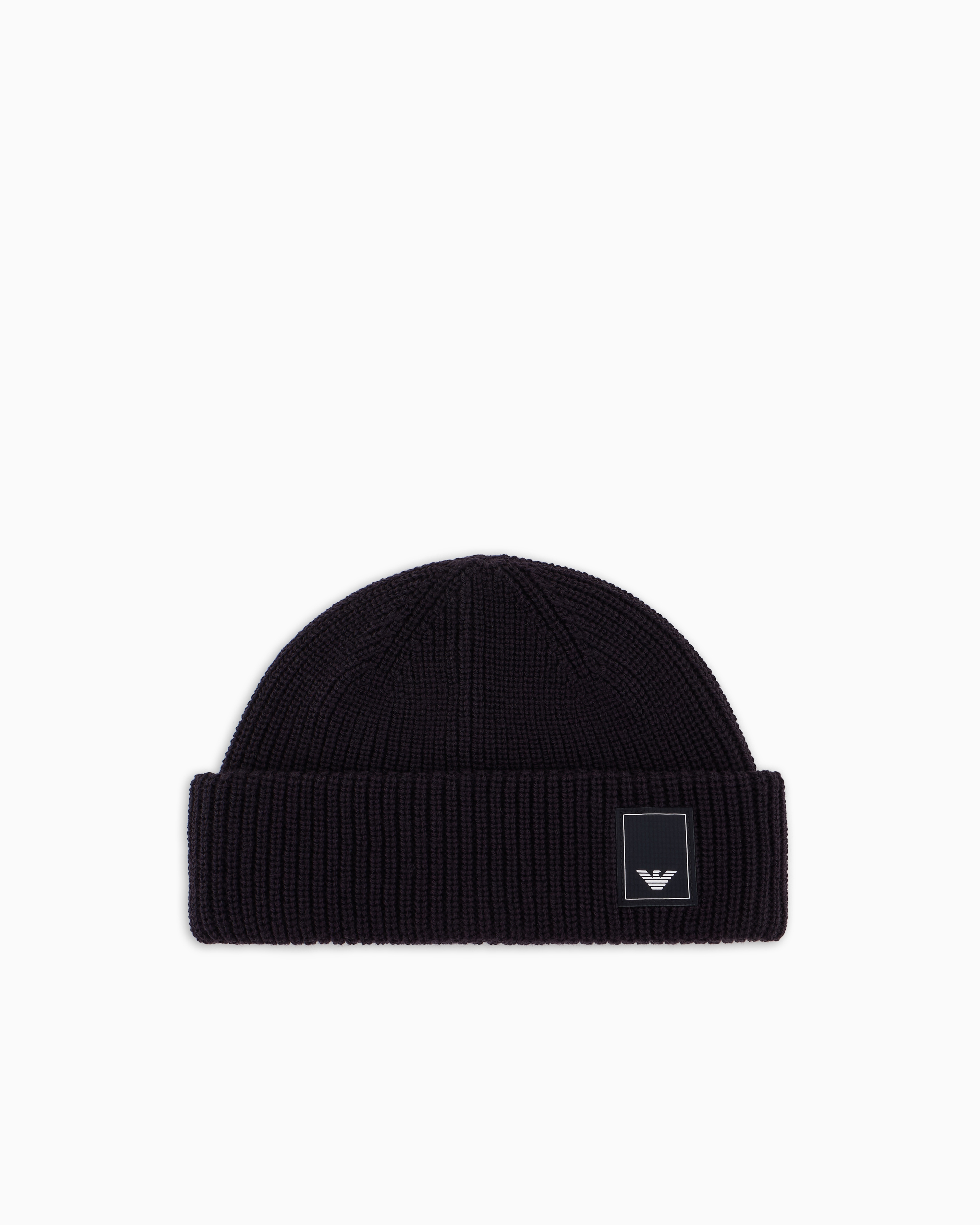 Emporio Armani - Travel Essentials wool beanie, Man, Navy_blue, Size: