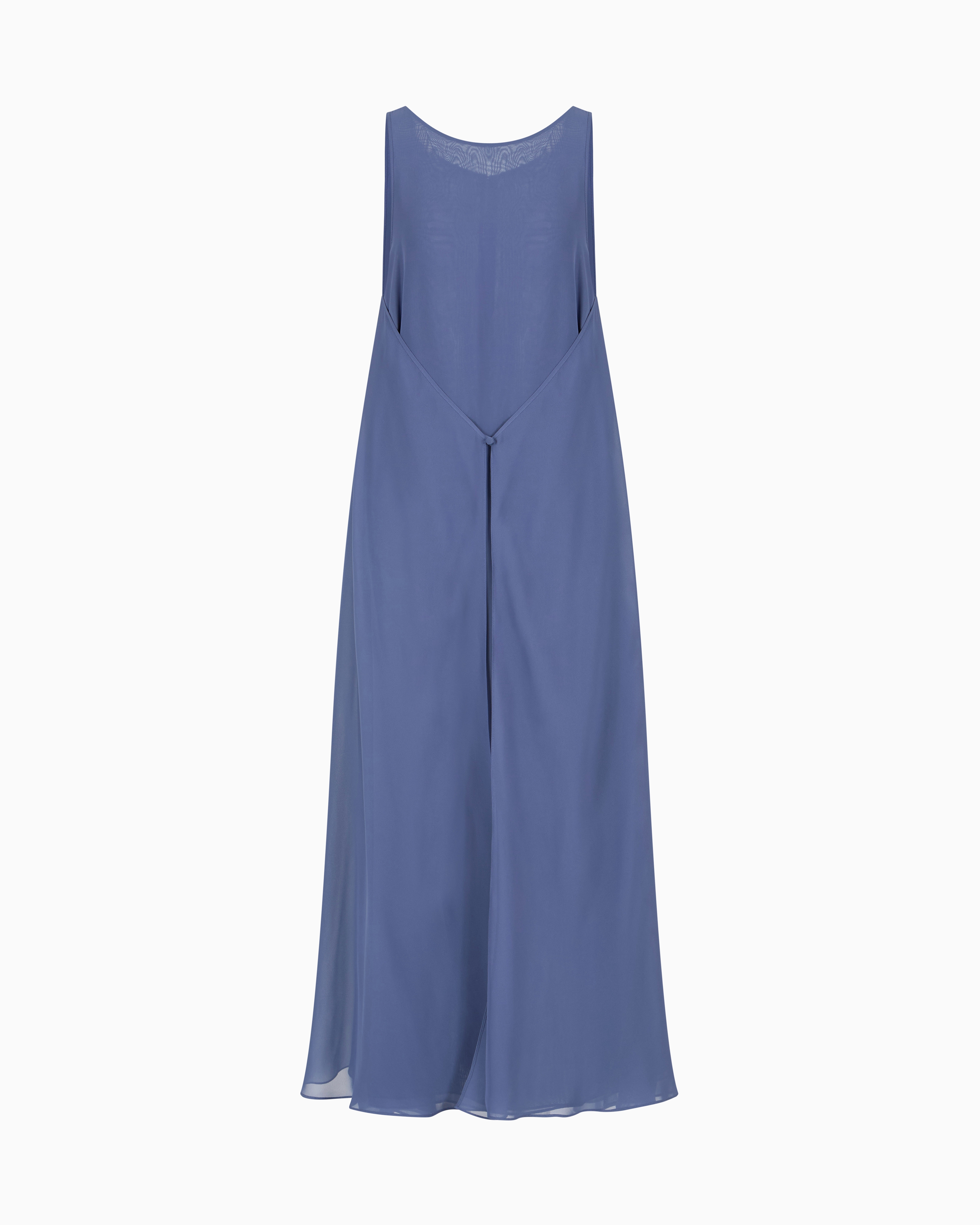 Emporio Armani - Technical georgette long dress with front panel, Woman, Purple, Size: