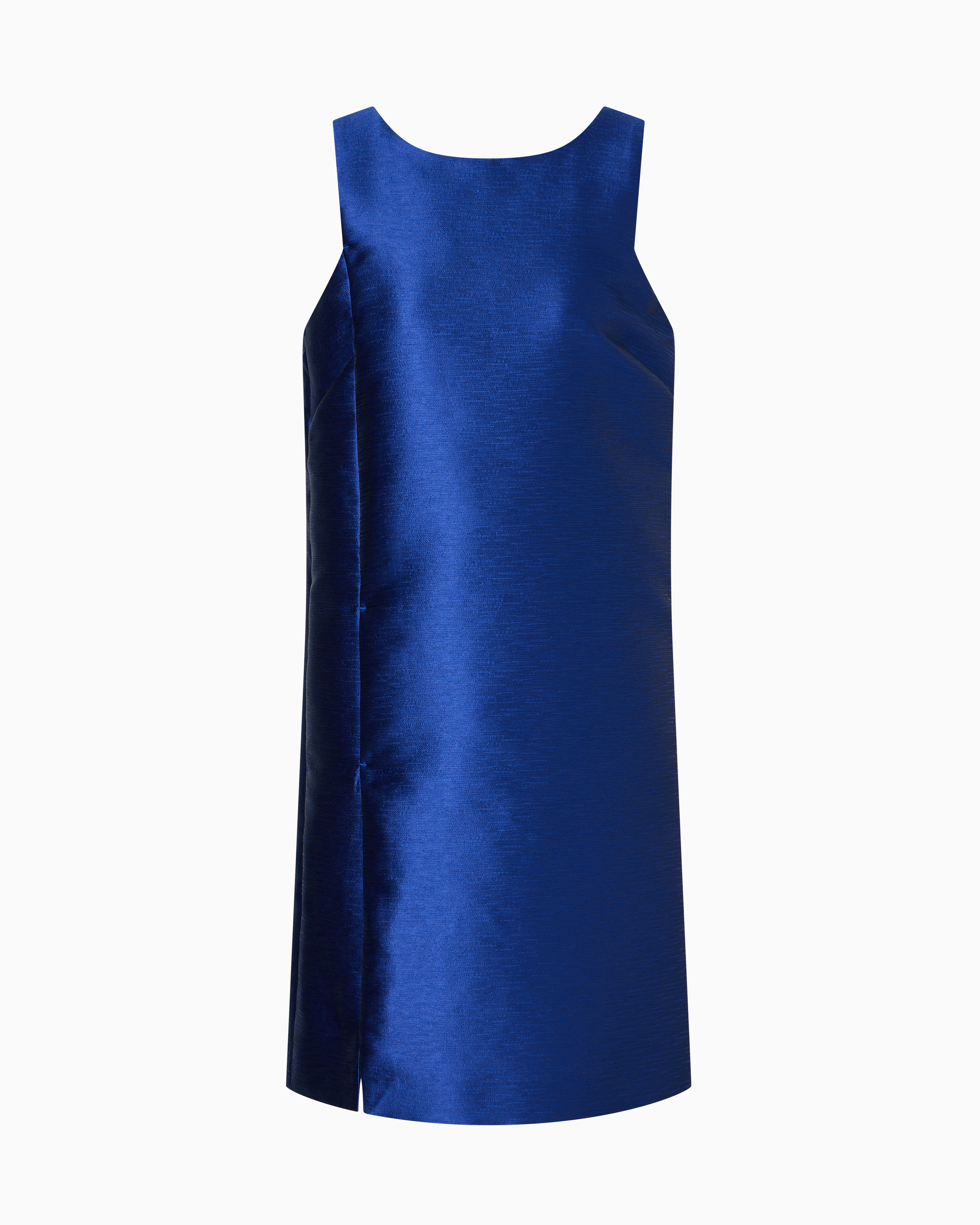 Emporio Armani - Short dress shantung-effect fabric, Woman, Blue, Size: