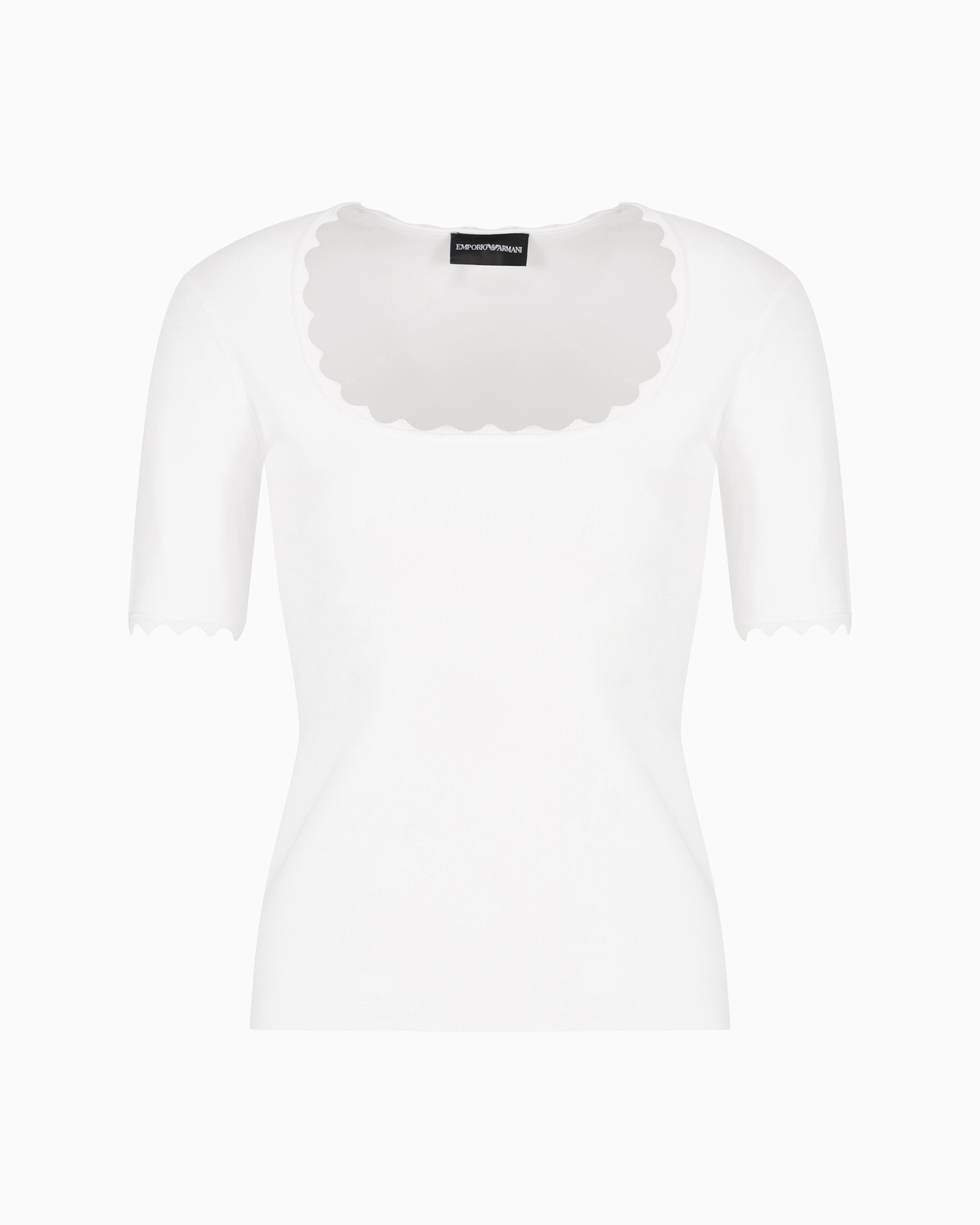 Emporio Armani - Knitted top with scalloped edges, Woman, White, Size: