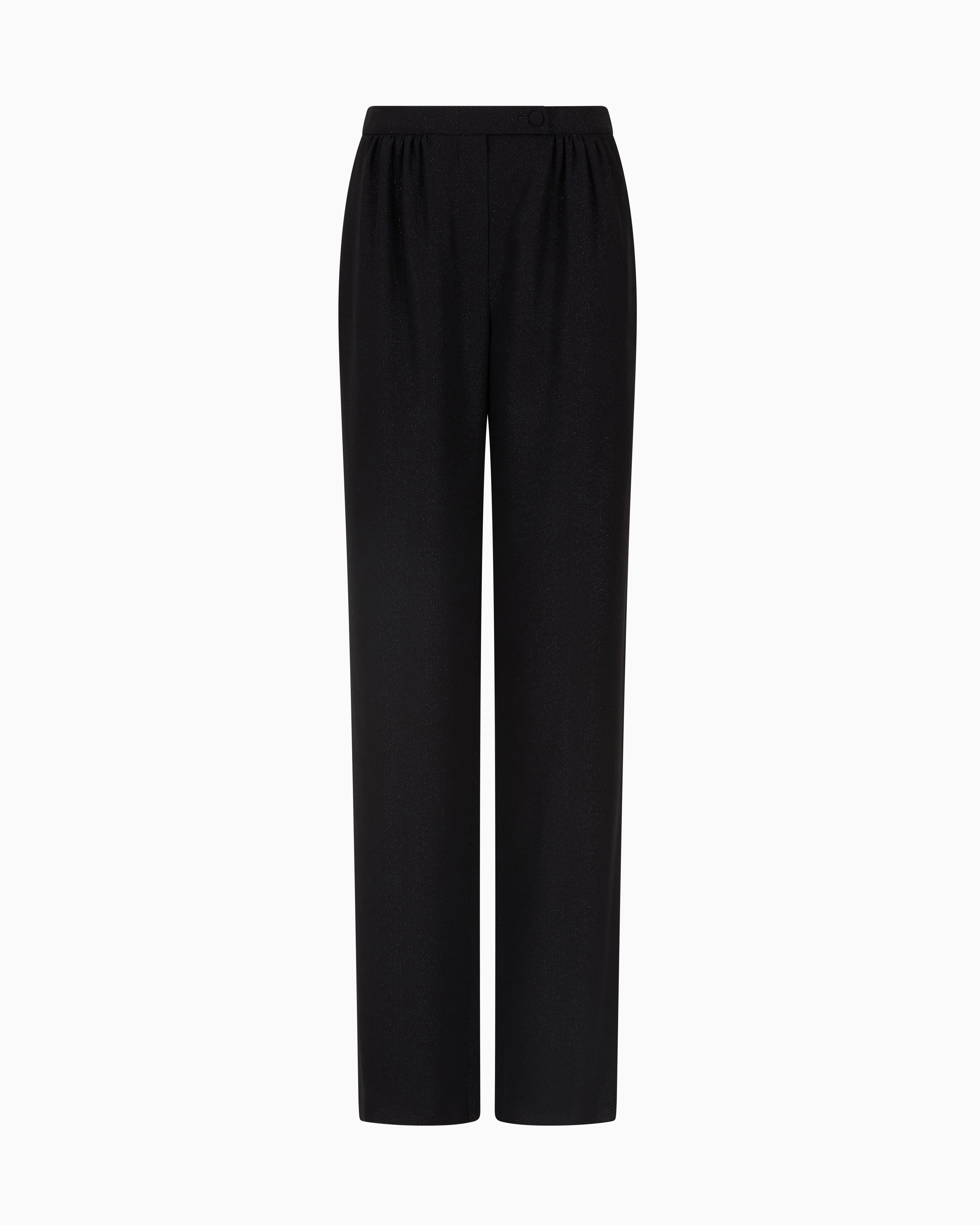 Emporio Armani - Lurex crêpe wide-leg trousers, Woman, Black, Size: