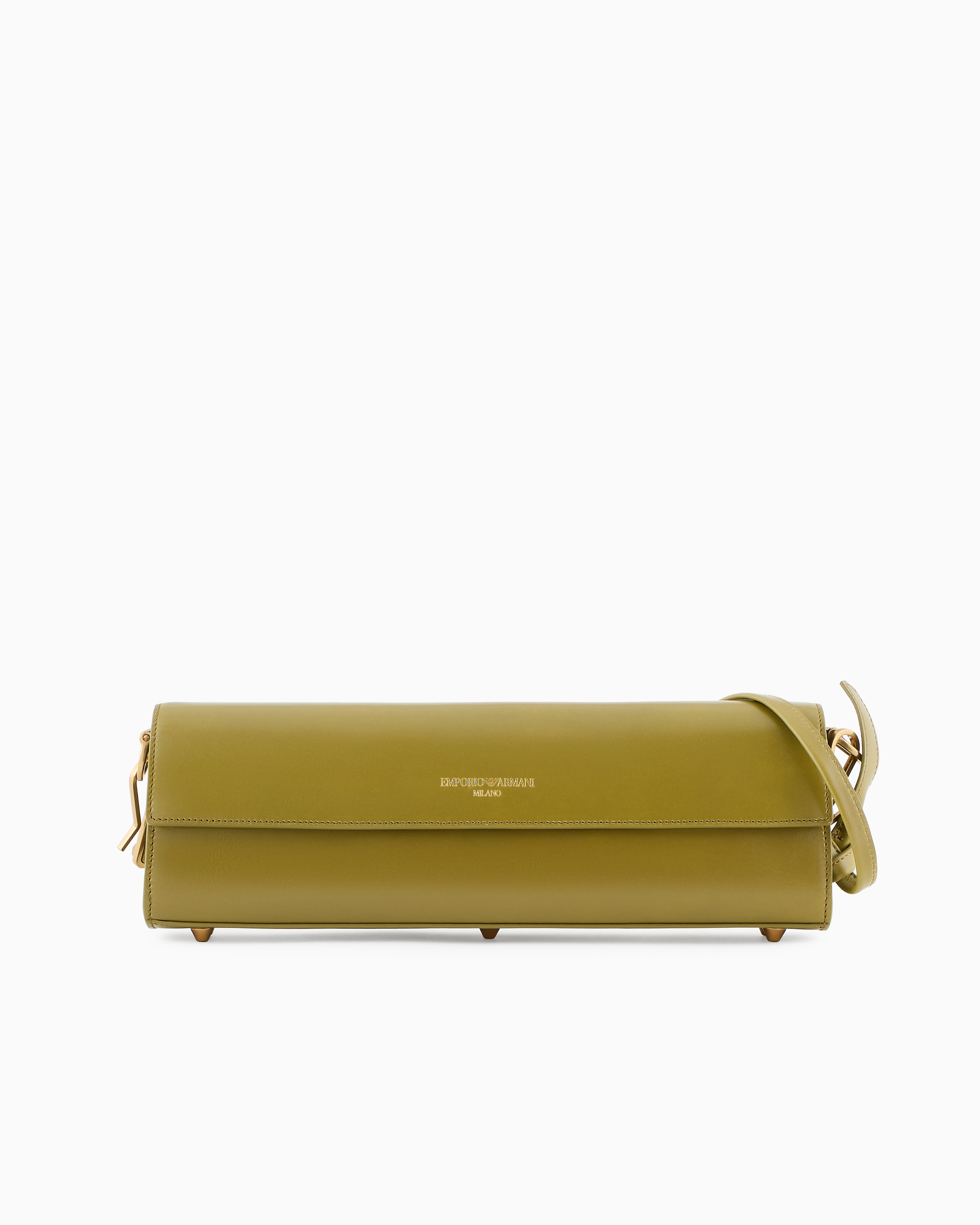Emporio Armani - Clutch bag with shoulder strap and smooth leather flap, Man, Green, Size: TU