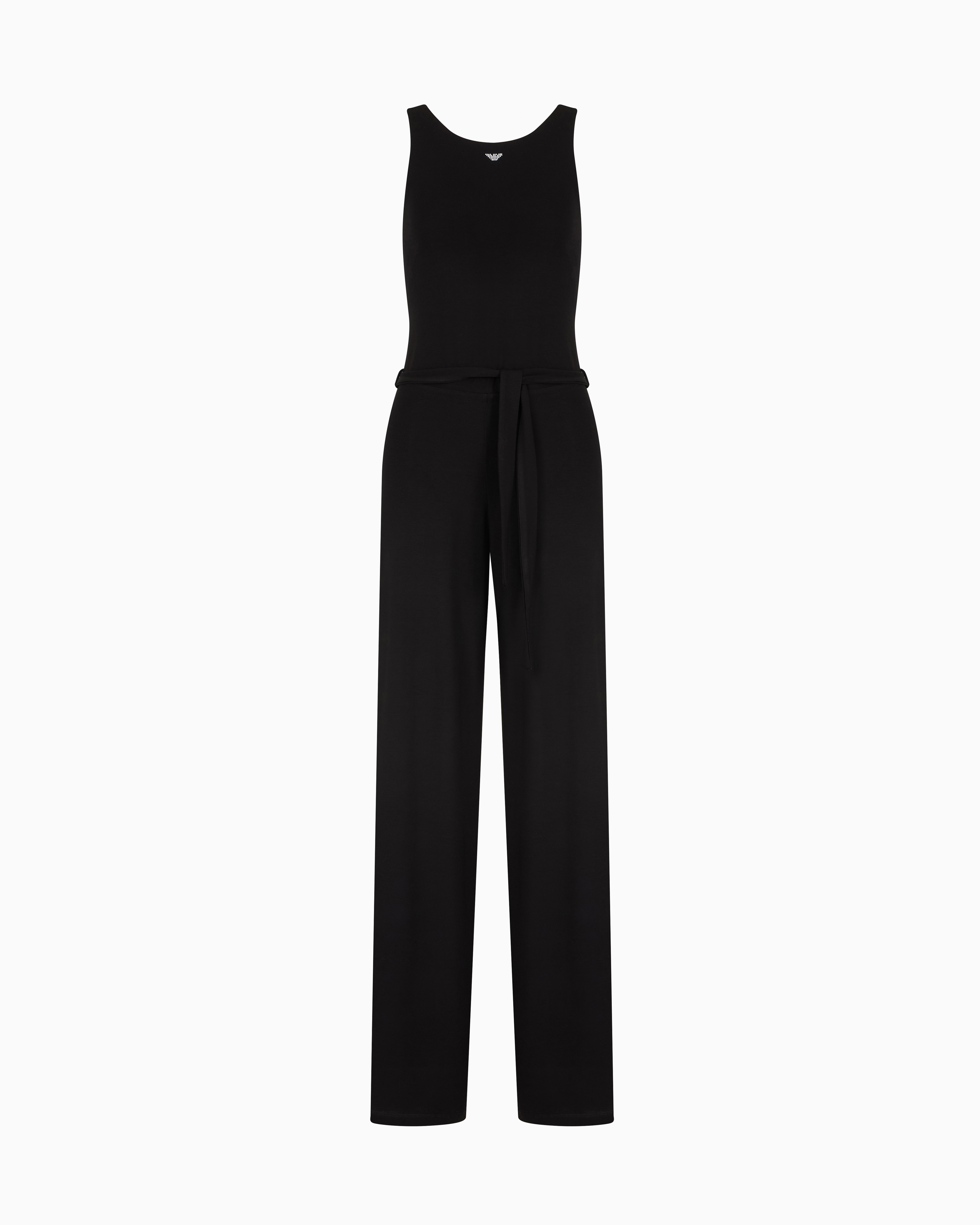 Emporio Armani - ASV recycled viscose beachwear jumpsuit with micro stud logo, Woman, Black, Size: