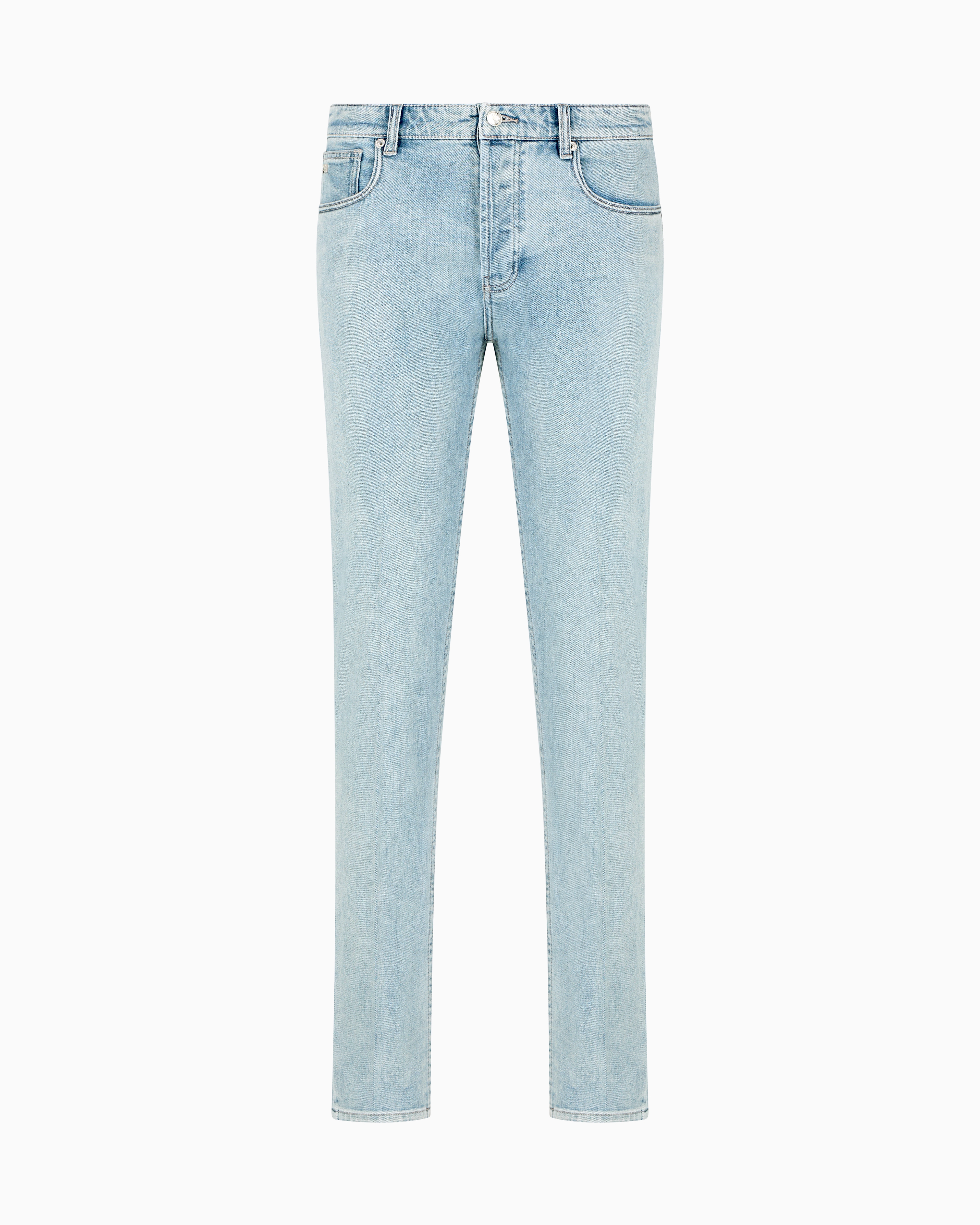 Emporio Armani - J75 Slim-fit, stone-washed faded comfort denim jeans, Man, Blue, Size: