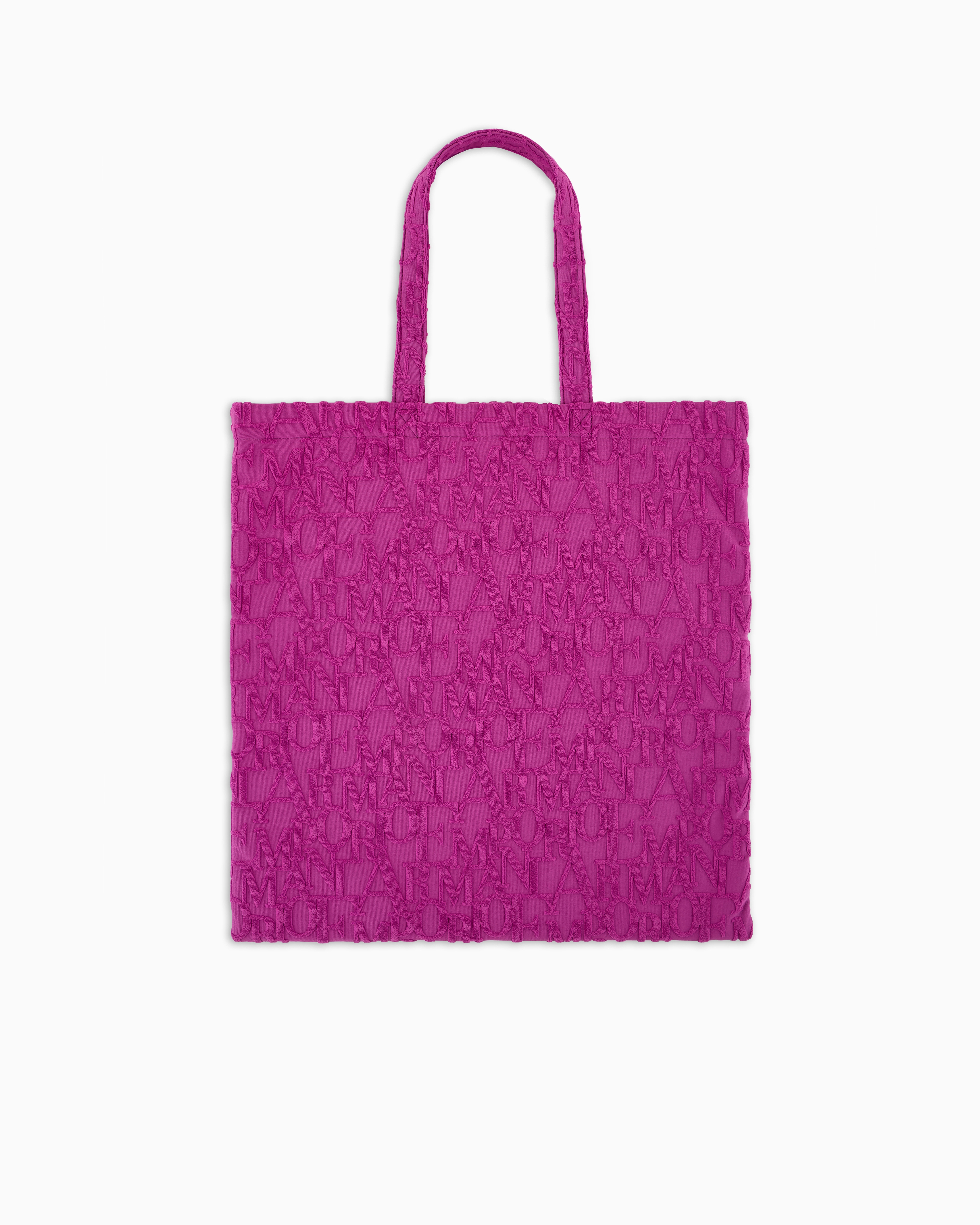 Emporio Armani - ASV Beachwear shopper bag in bold 3D logo fabric, Unisex, Purple, Size: TU