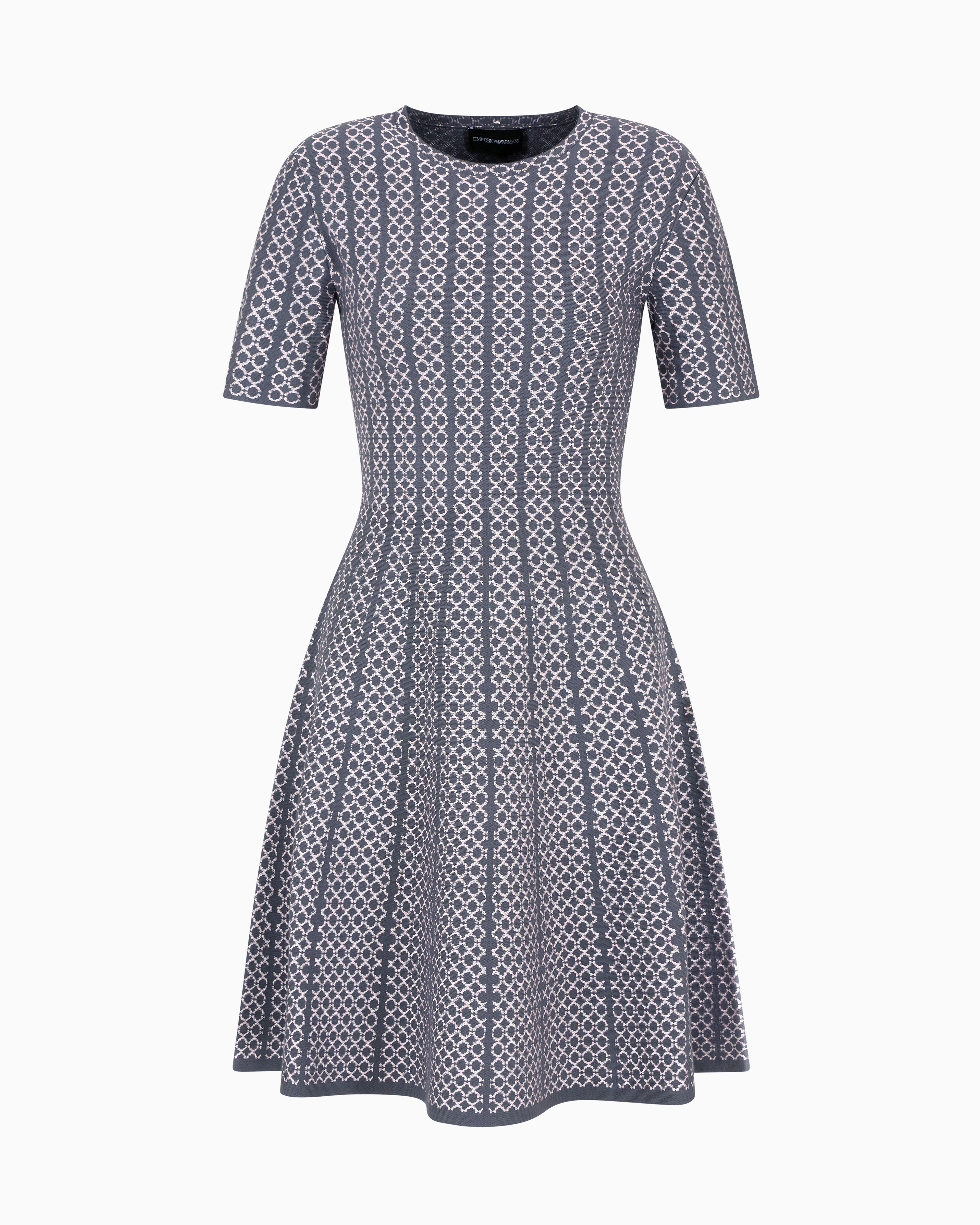 Emporio Armani - Jacquard knit flared dress, Woman, Grey, Size: