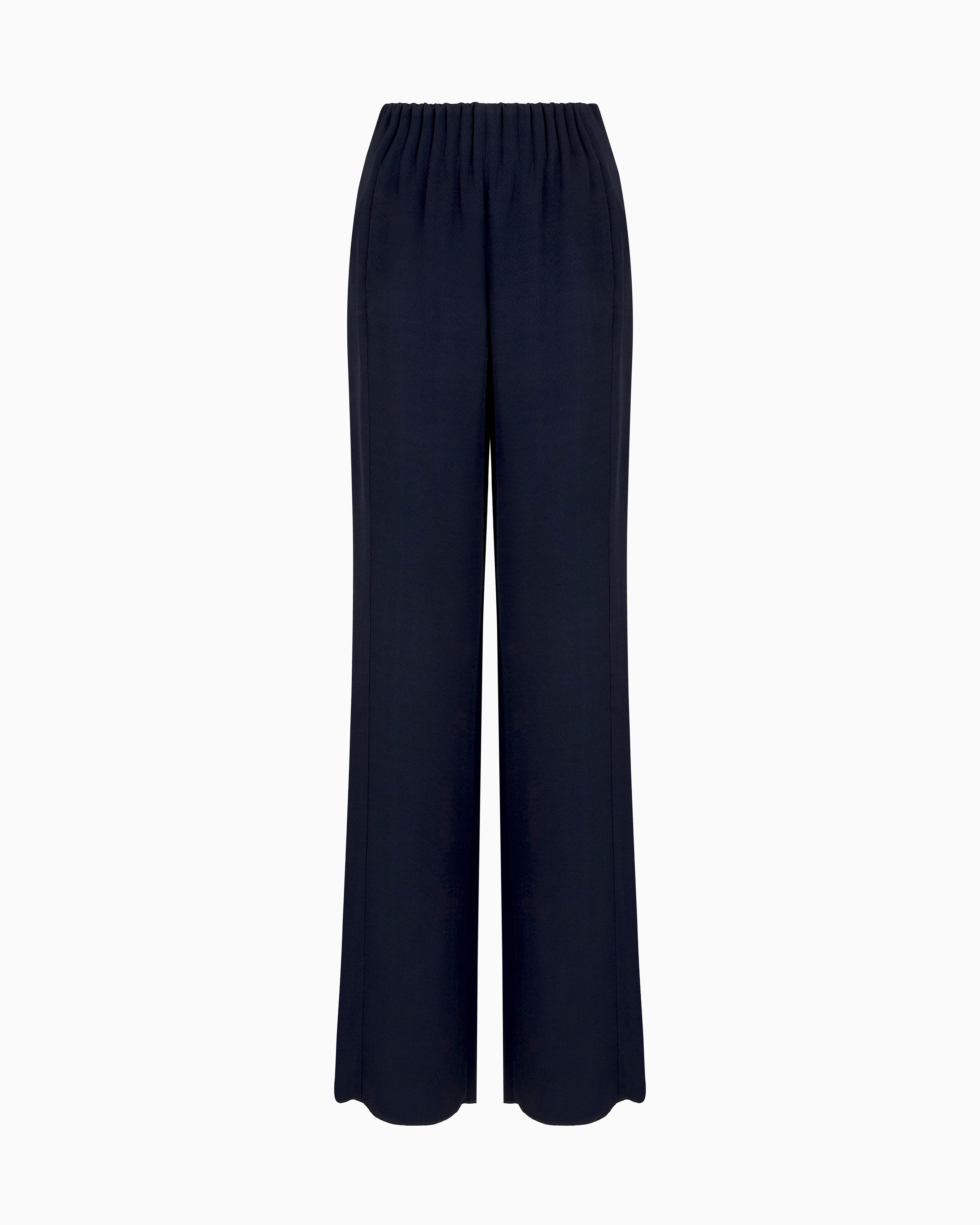 Emporio Armani - Icon chevron acetate-blend gathered-waist trousers, Woman, Blue, Size: