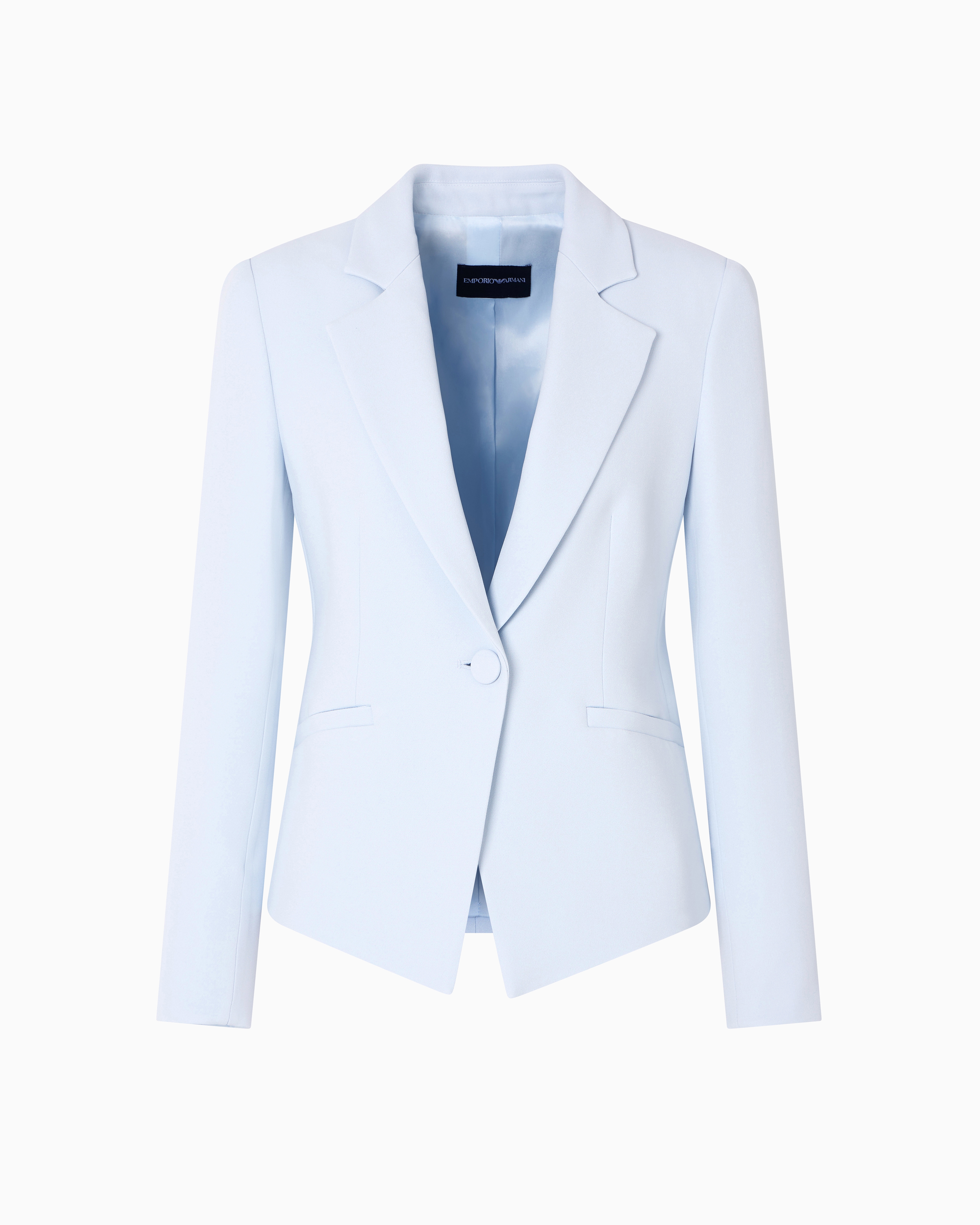 Emporio Armani - Cady crêpe jacket with lapels, Woman, Light Blue, Size:
