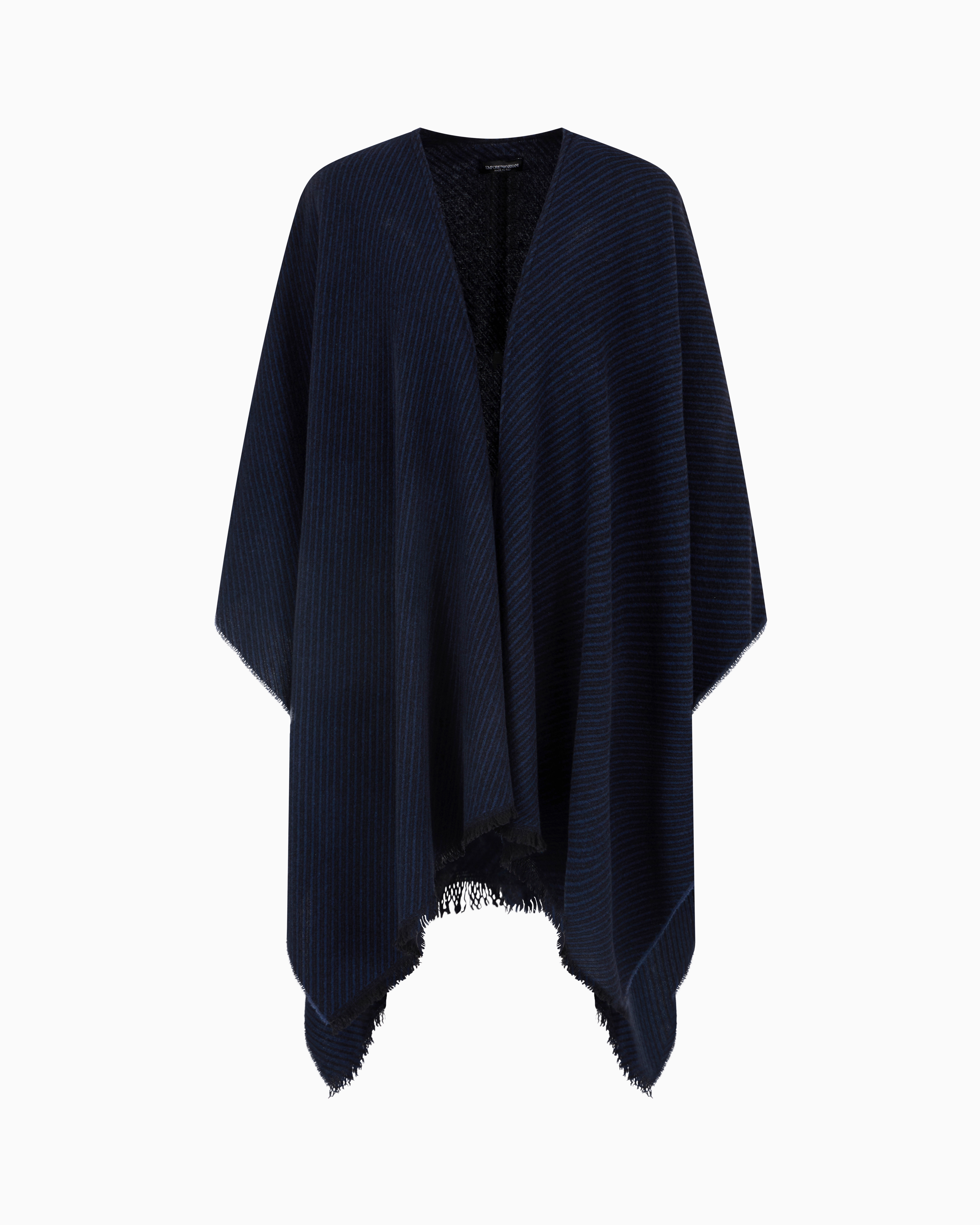 Emporio Armani - Two-toned wool cape, Woman, Black, Size: TU