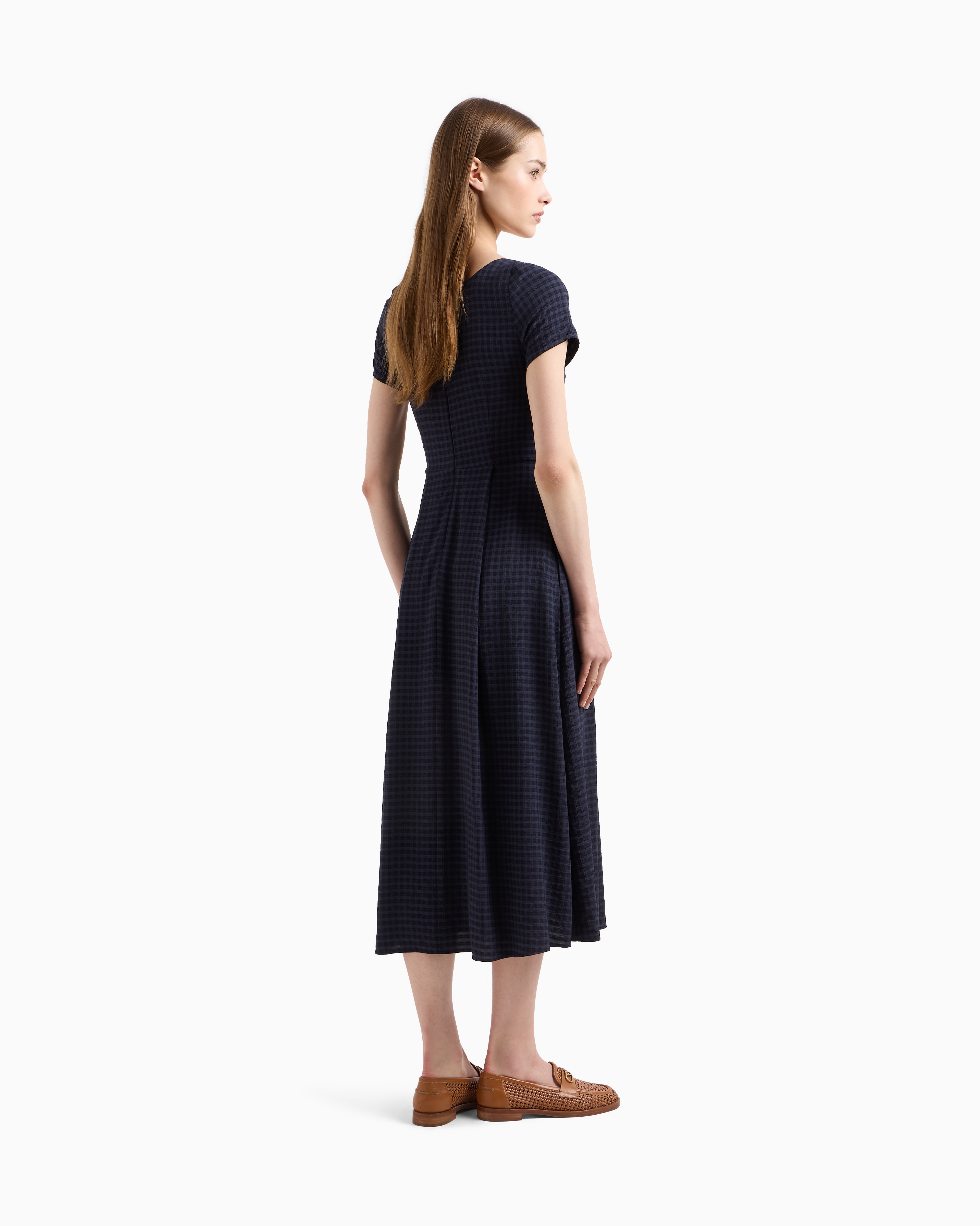 【リッチ＆シック】EMPORIO ARMANI Vネックプリーツドレス Emporio Armani Cinched Stretch Velvet Mini Dress | Neiman Marcus