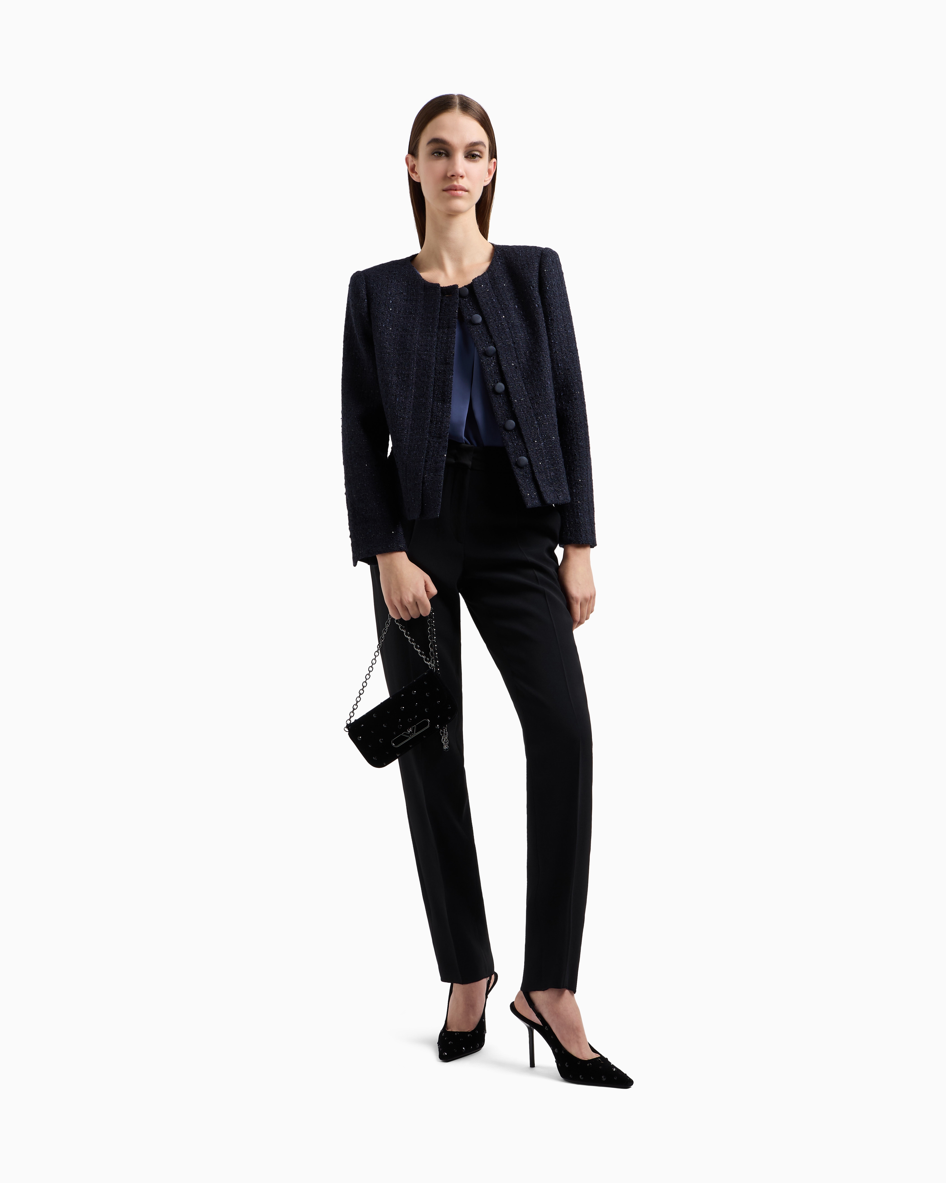Vネックブラウス テクニカルジョーゼット | Emporio Armani
