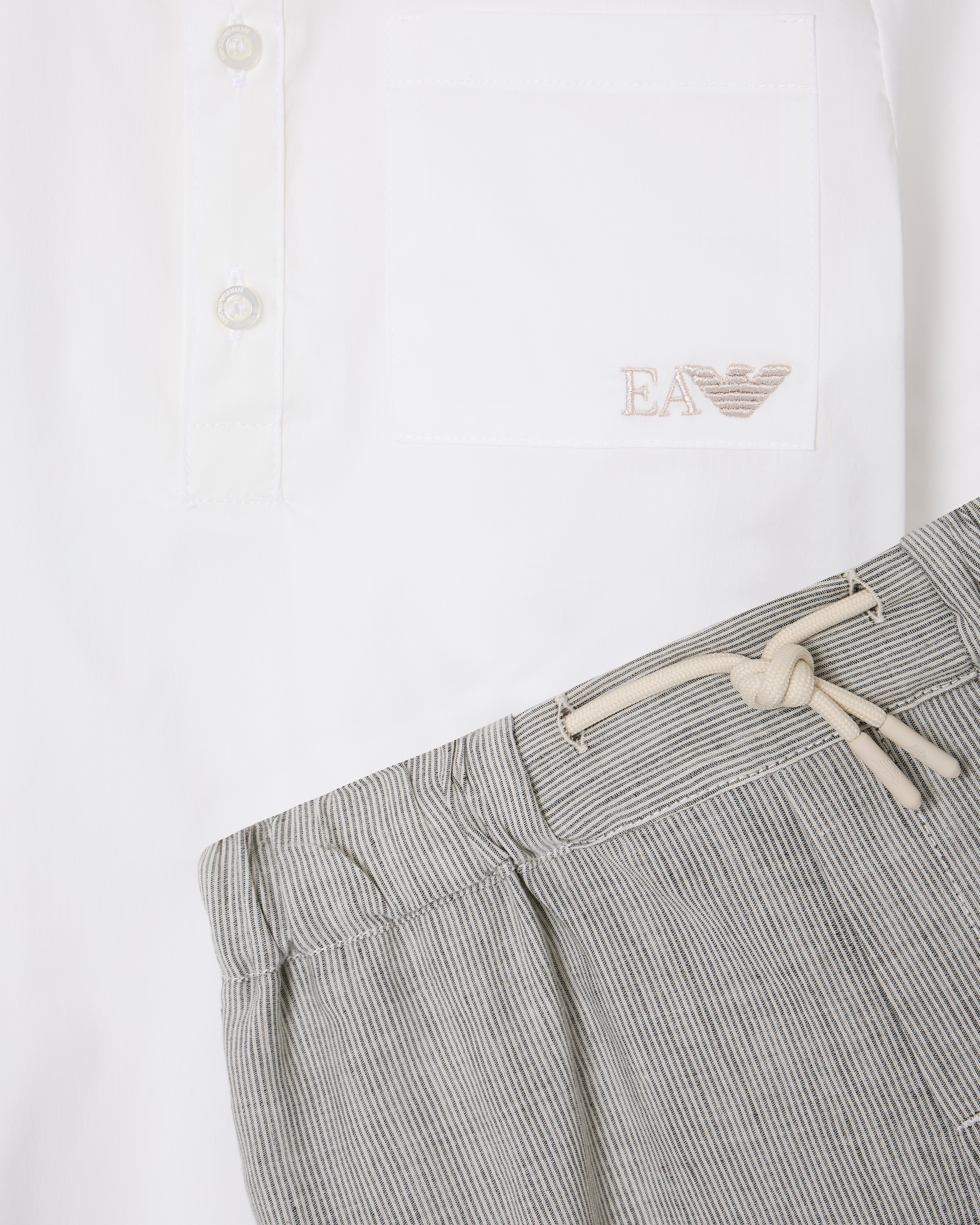 Emporio Armani Set Comprising Linen-blend Bermuda Shorts And Shirt In Beige