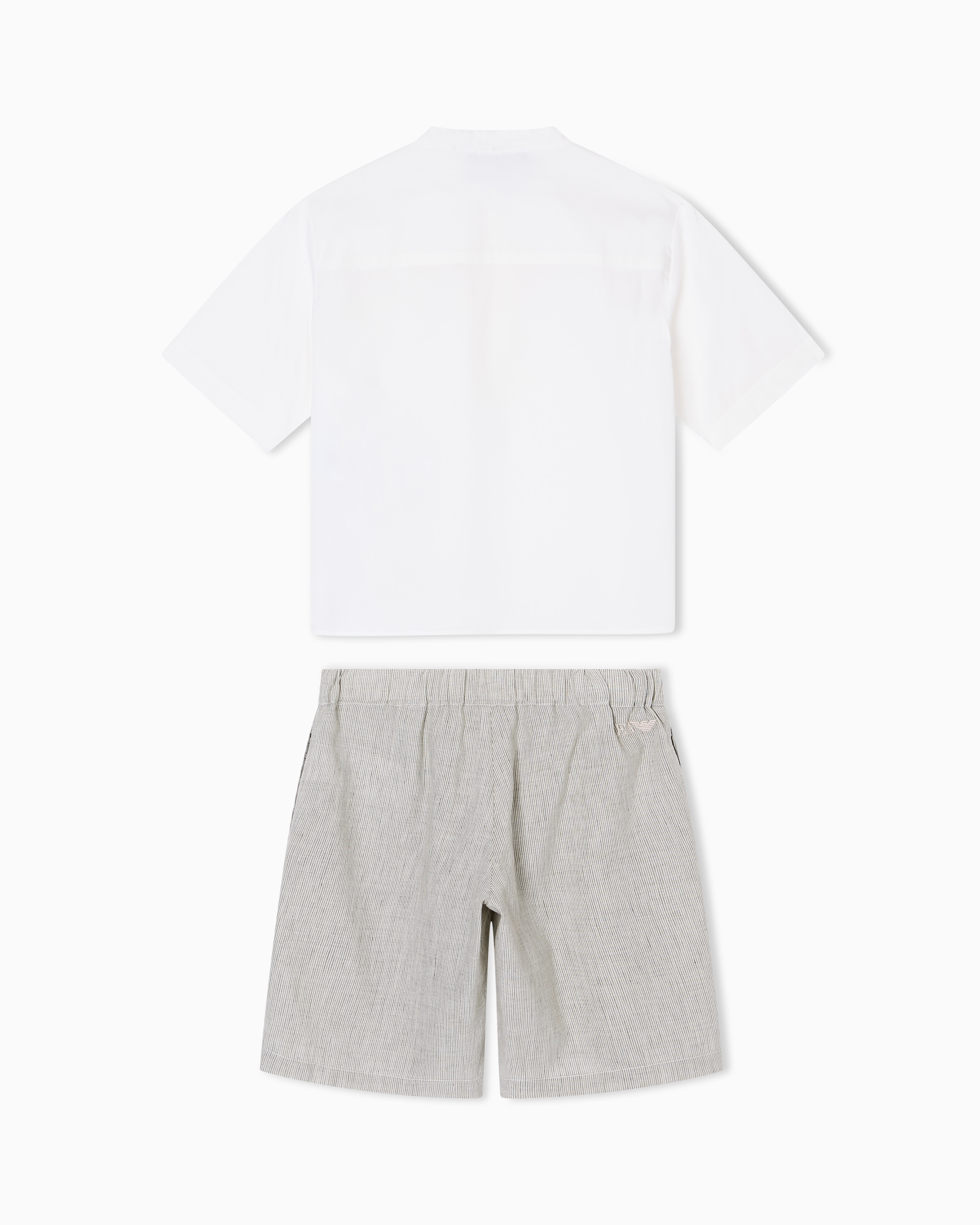 Emporio Armani Set Comprising Linen-blend Bermuda Shorts And Shirt In Beige