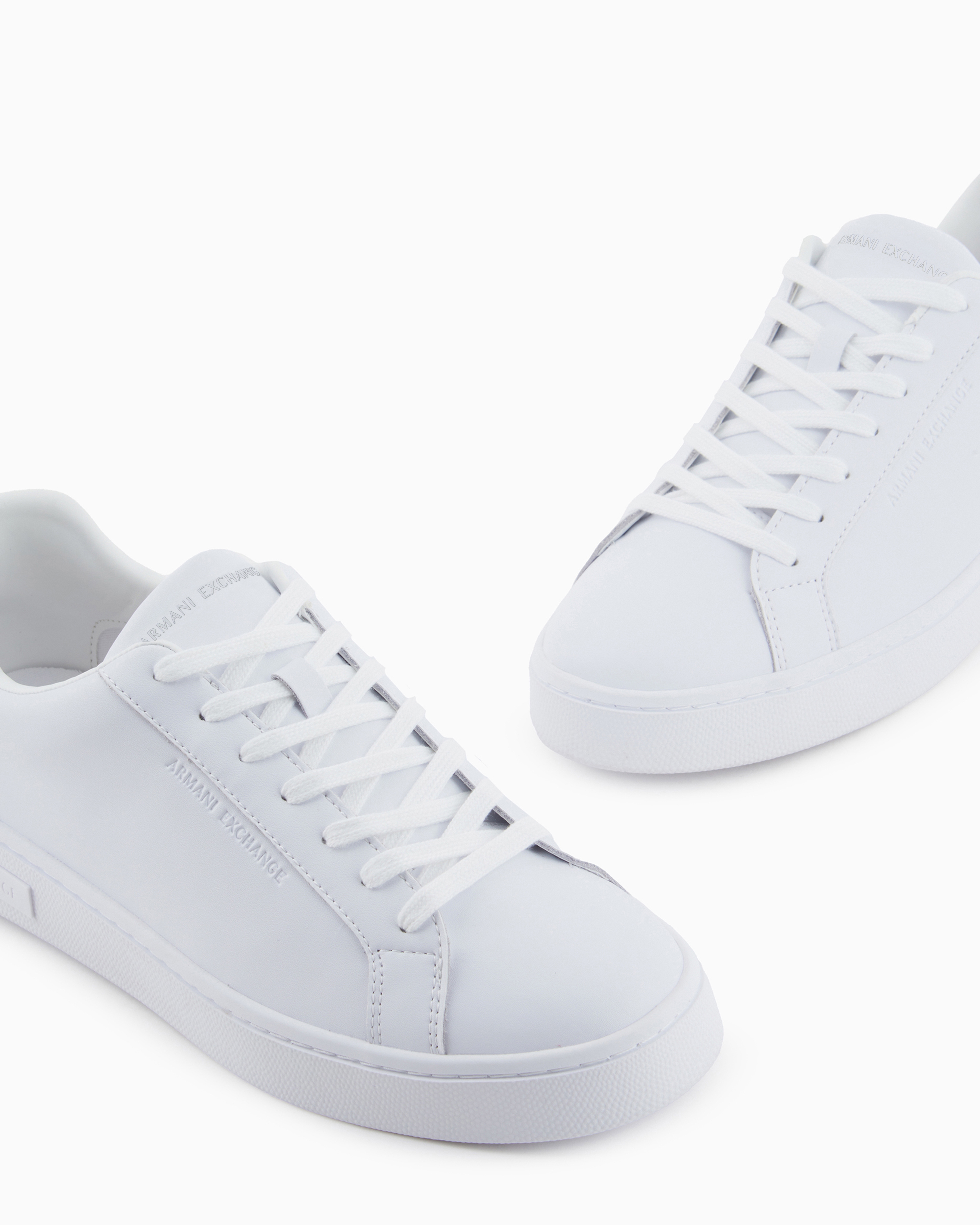 Armani Exchange - Leather sneakers with logo on the sole, Man, White, Size: