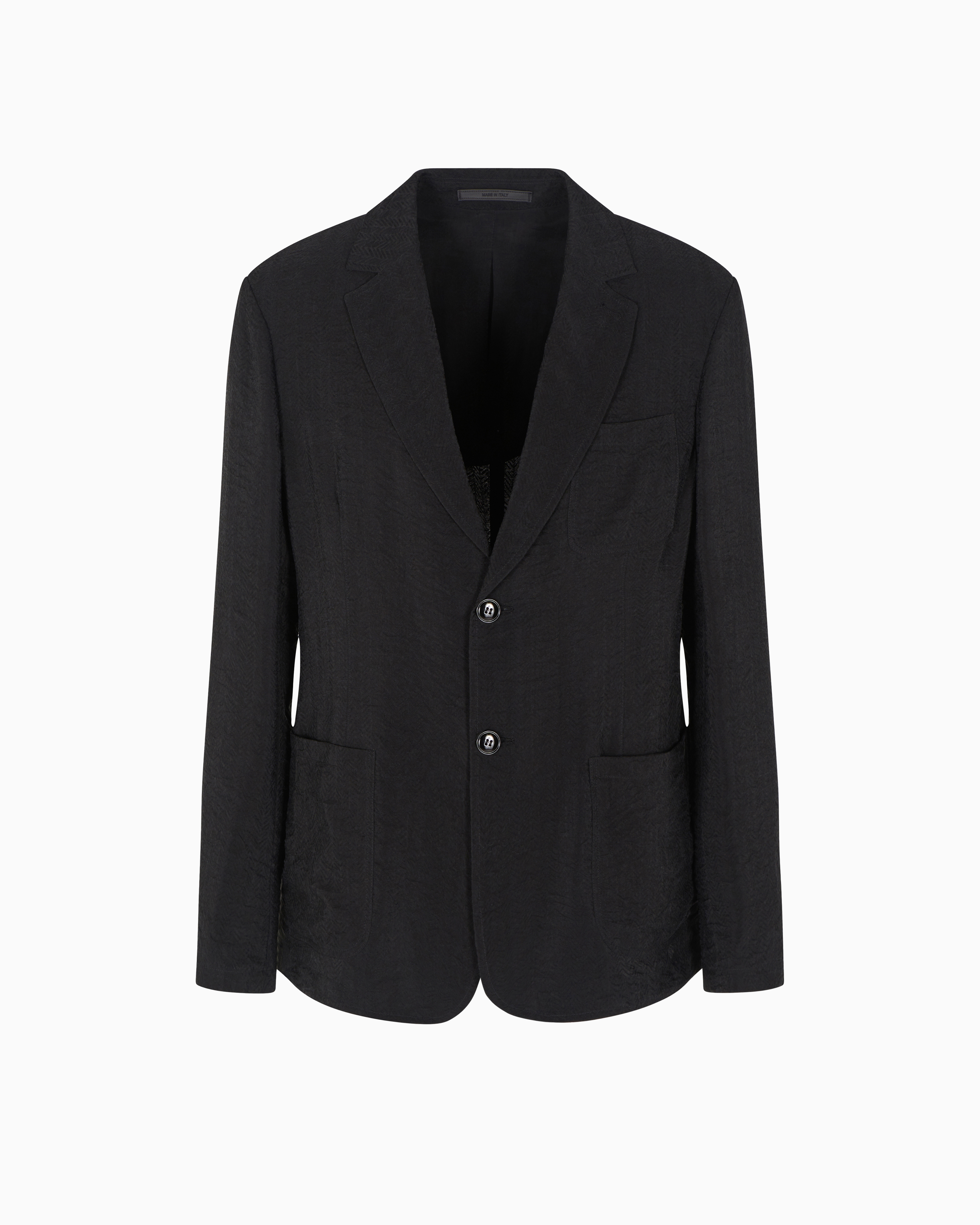 Giorgio Armani Single-breasted Jacket In Jacquard Cupro In Black