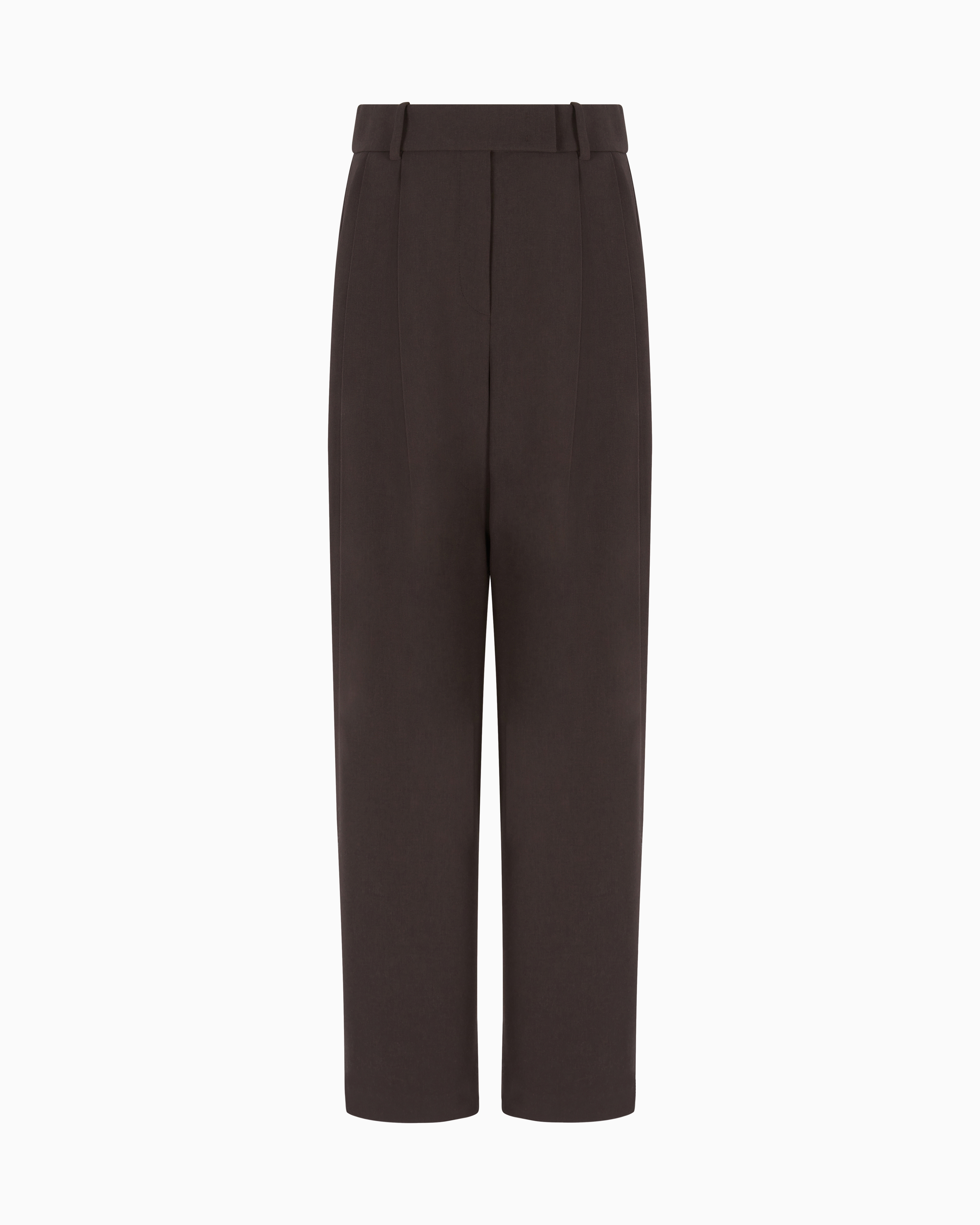 Giorgio Armani Double-pleat Trousers In Stretch Virgin Wool In Brown