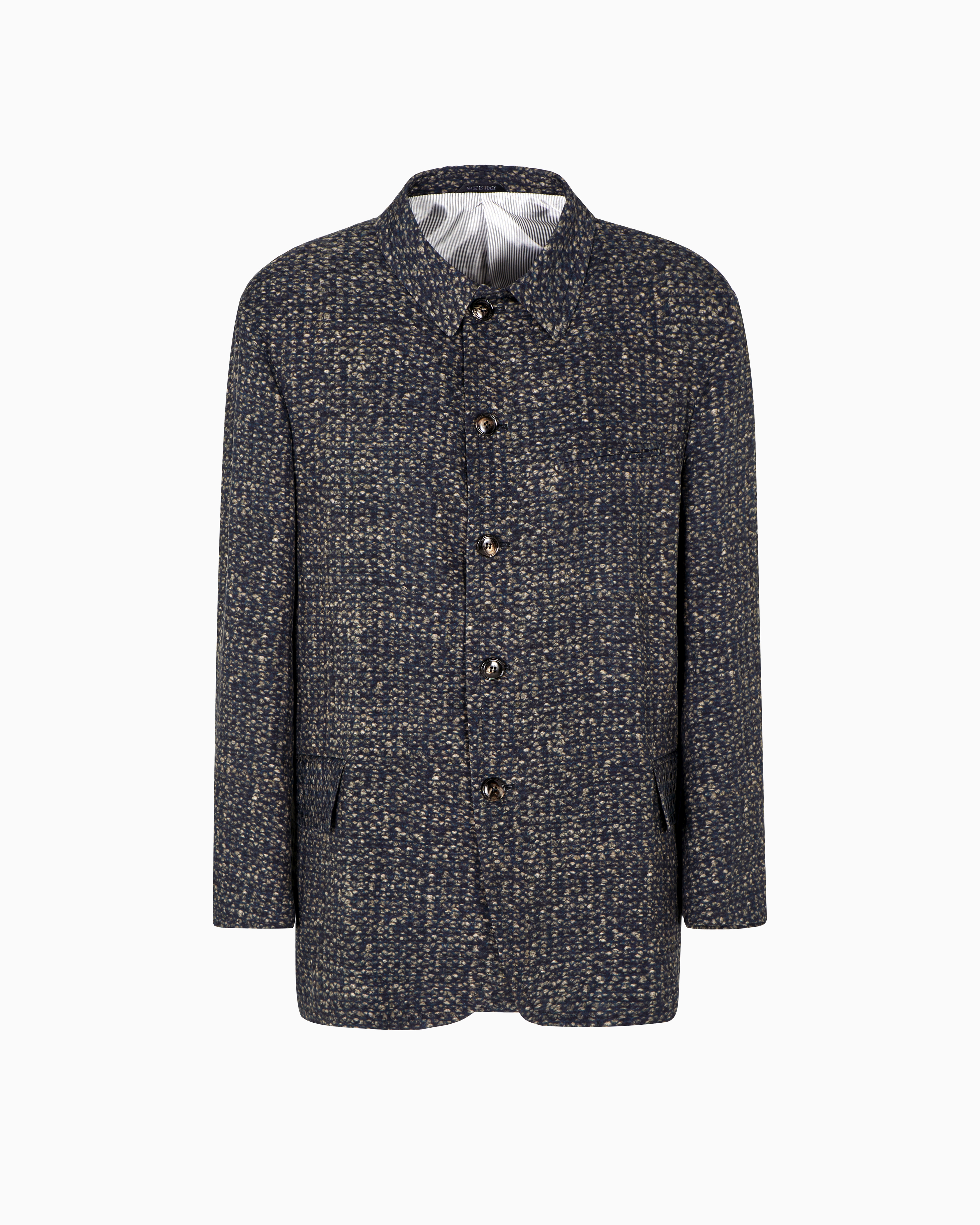Giorgio Armani Asv Single-breasted Jacket In Printed Cupro In Gray