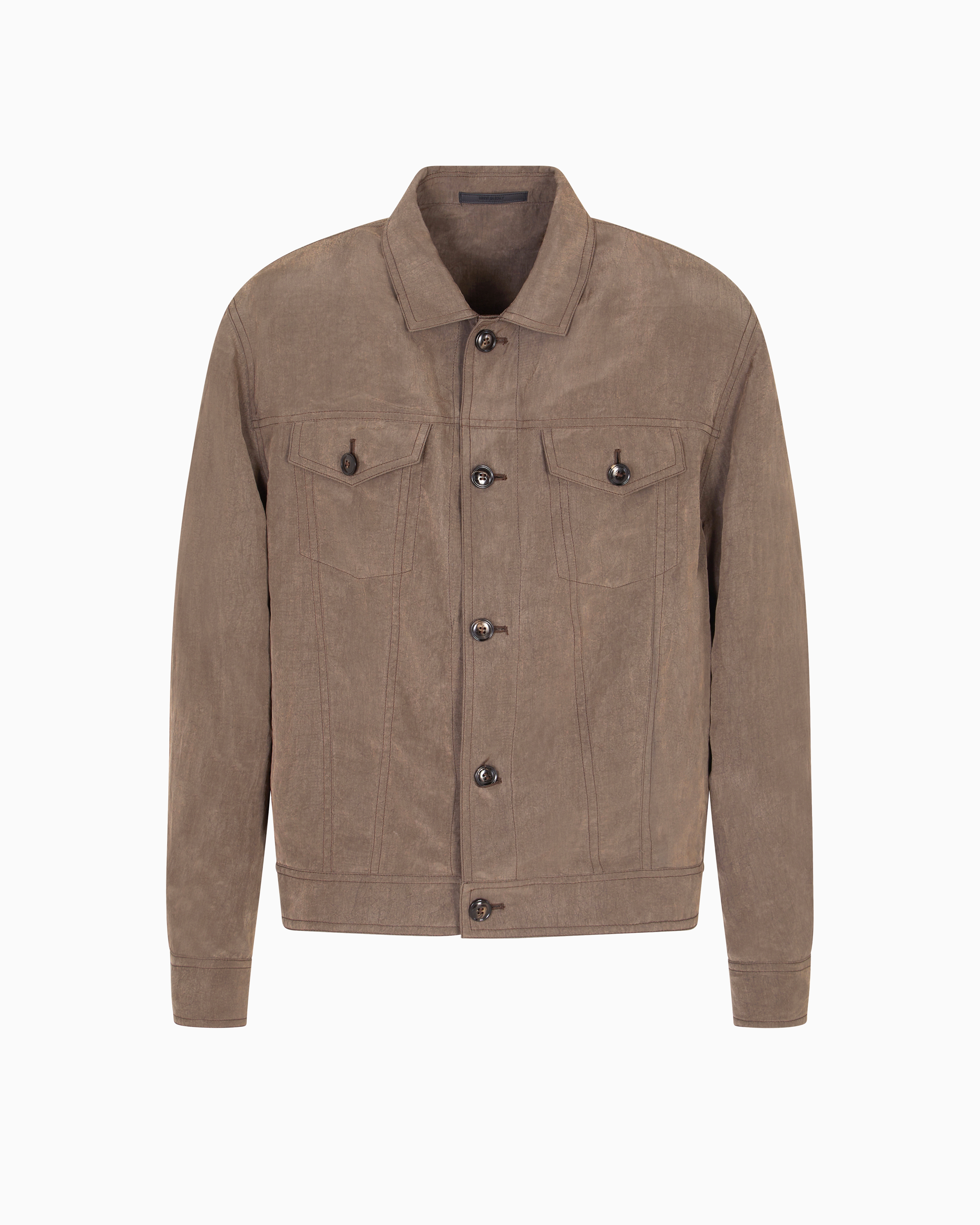 Giorgio Armani Faded Lyocell Canvas Blouson In Brown