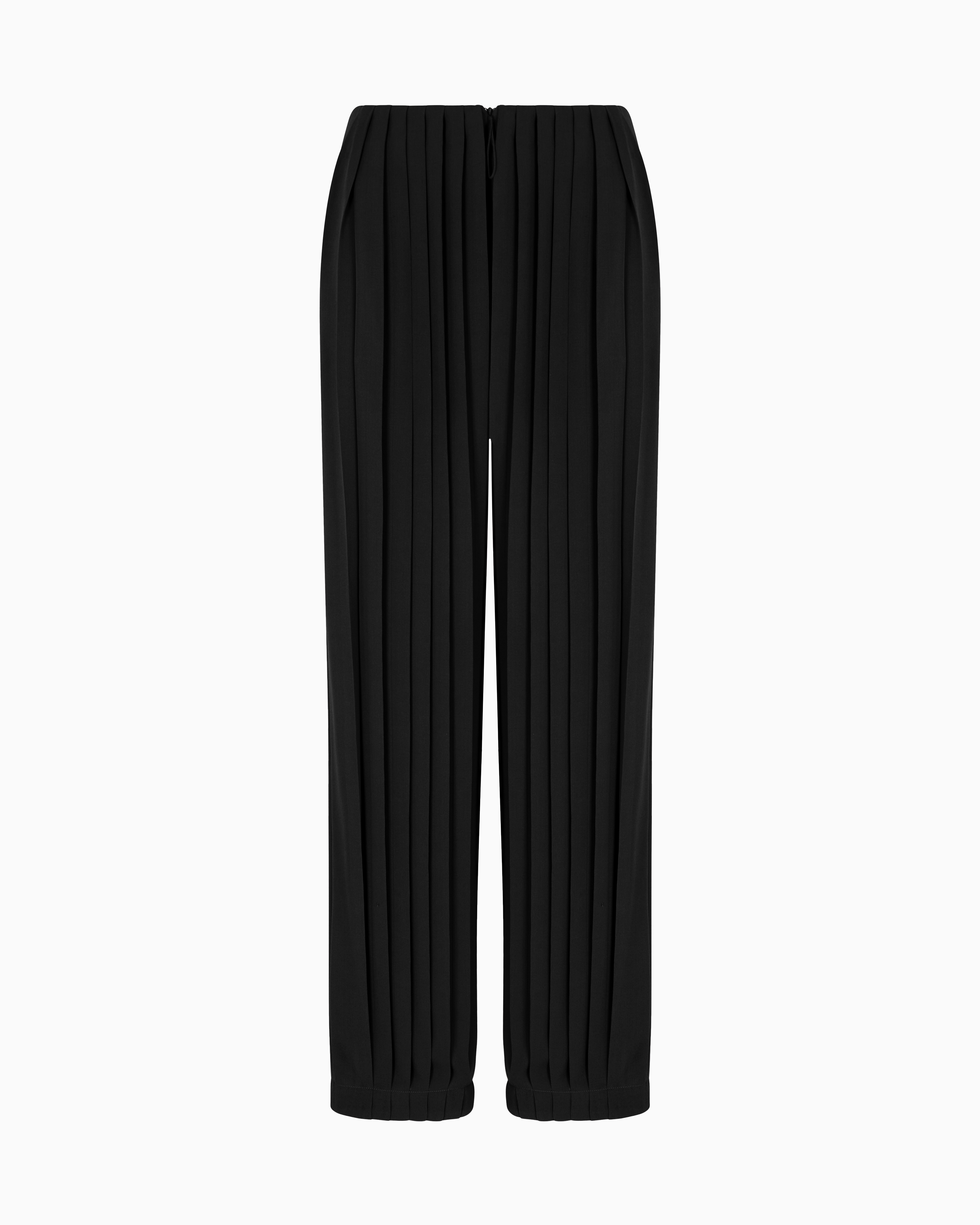 Giorgio Armani Asv Pleated Triple Silk Georgette Trousers In Black