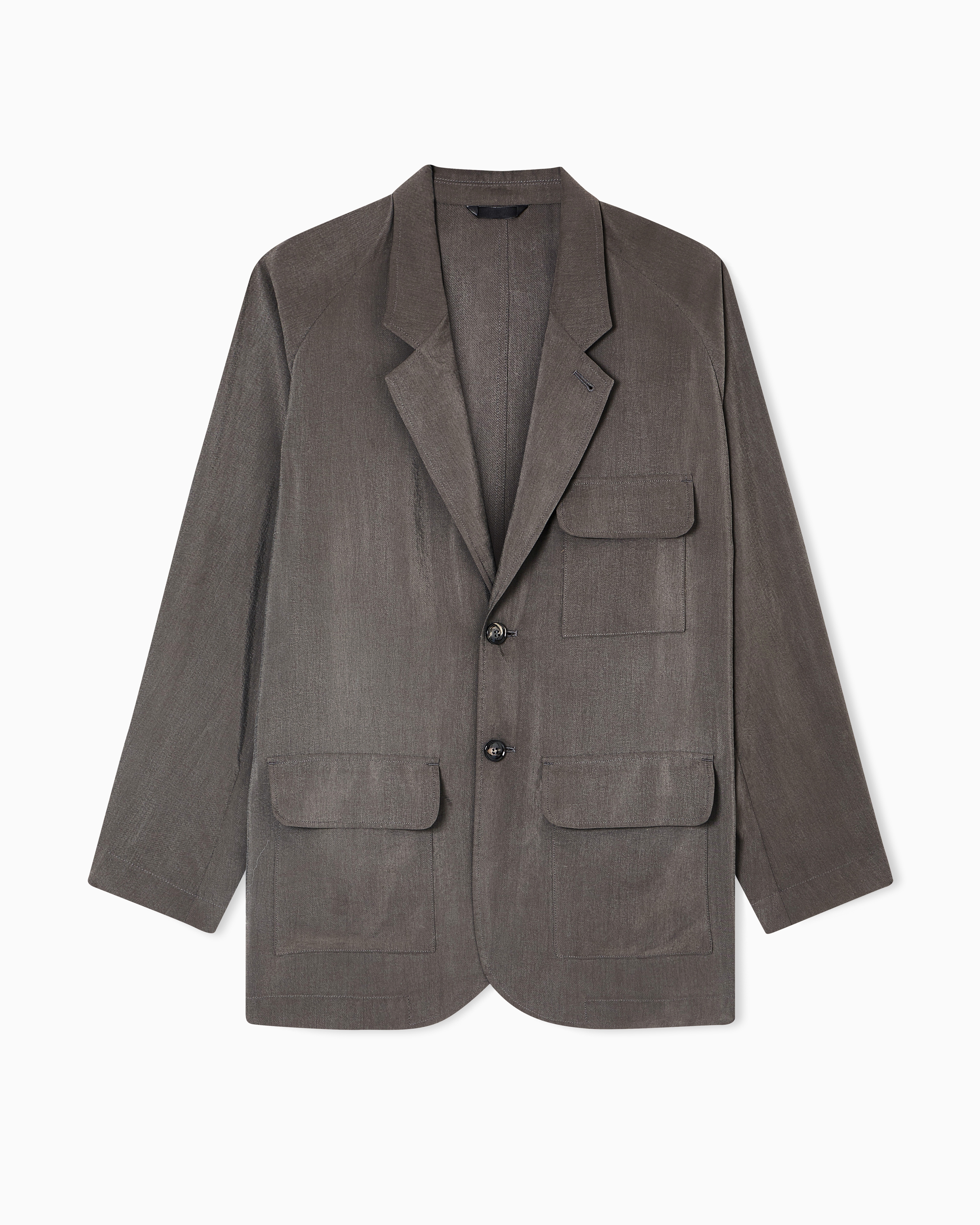Giorgio Armani Washed Silk Single-breasted Jacket In Gray