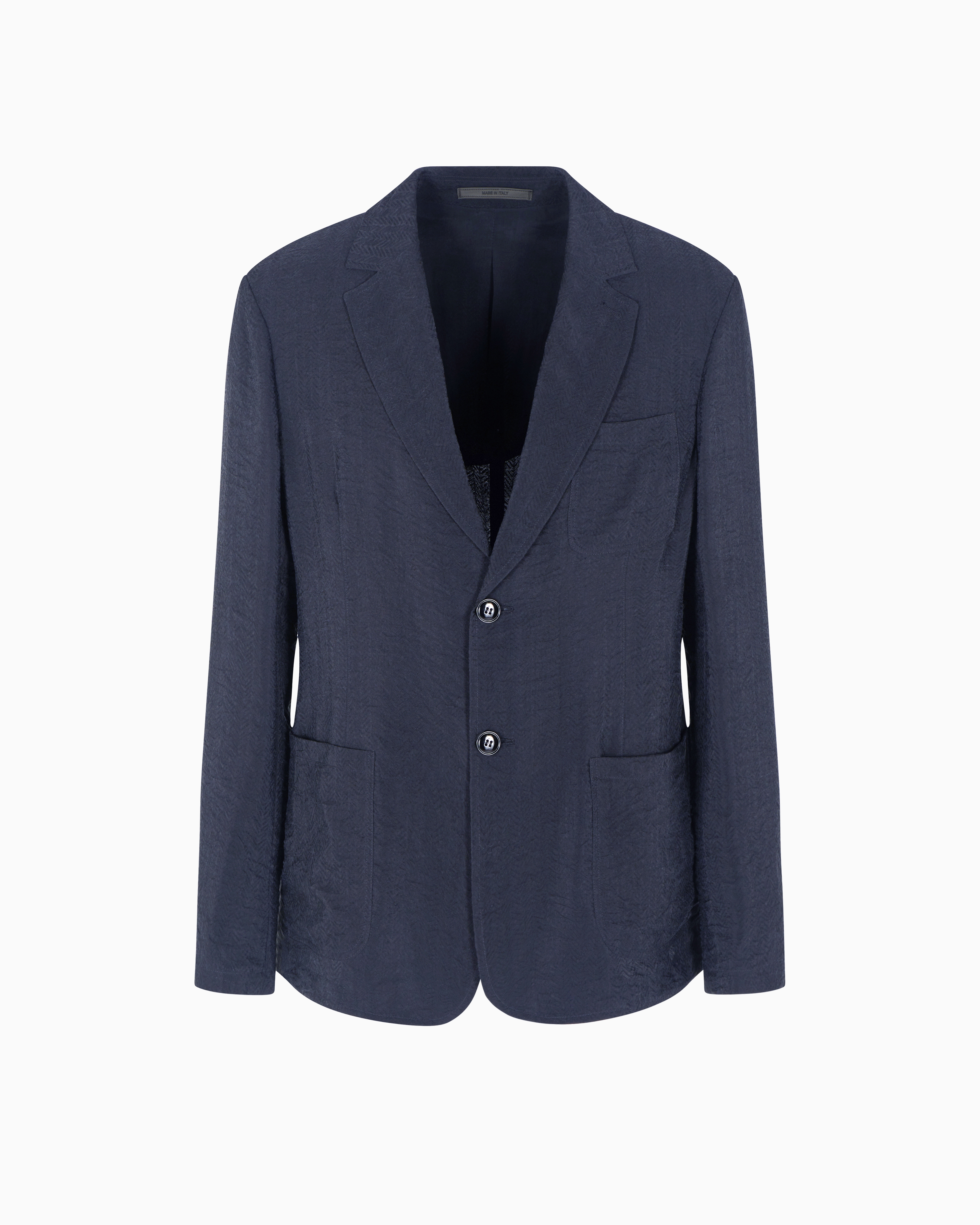 Giorgio Armani Single-breasted Jacket In Jacquard Cupro In Blue