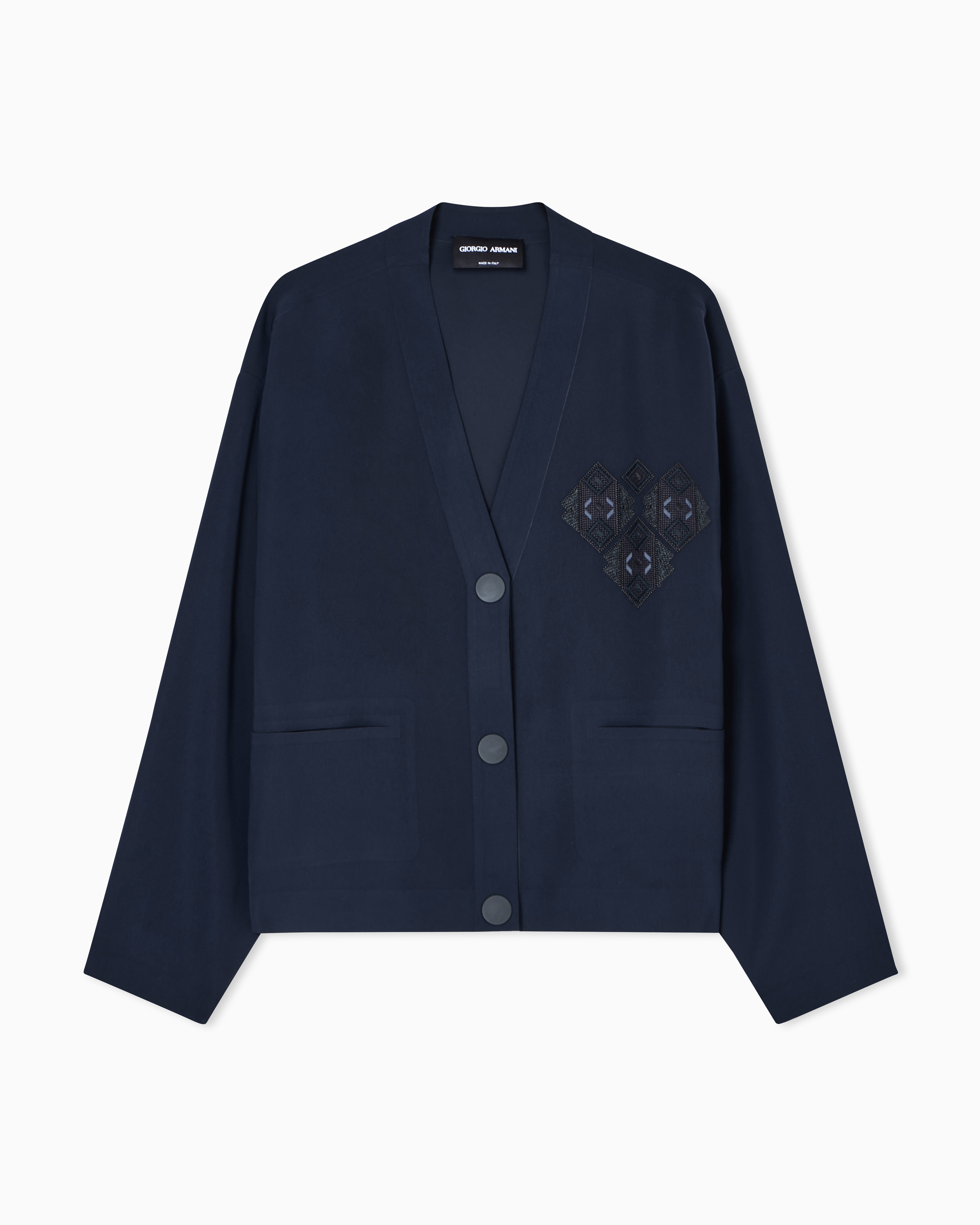 Giorgio Armani Jacket In Technical Cady In Blue