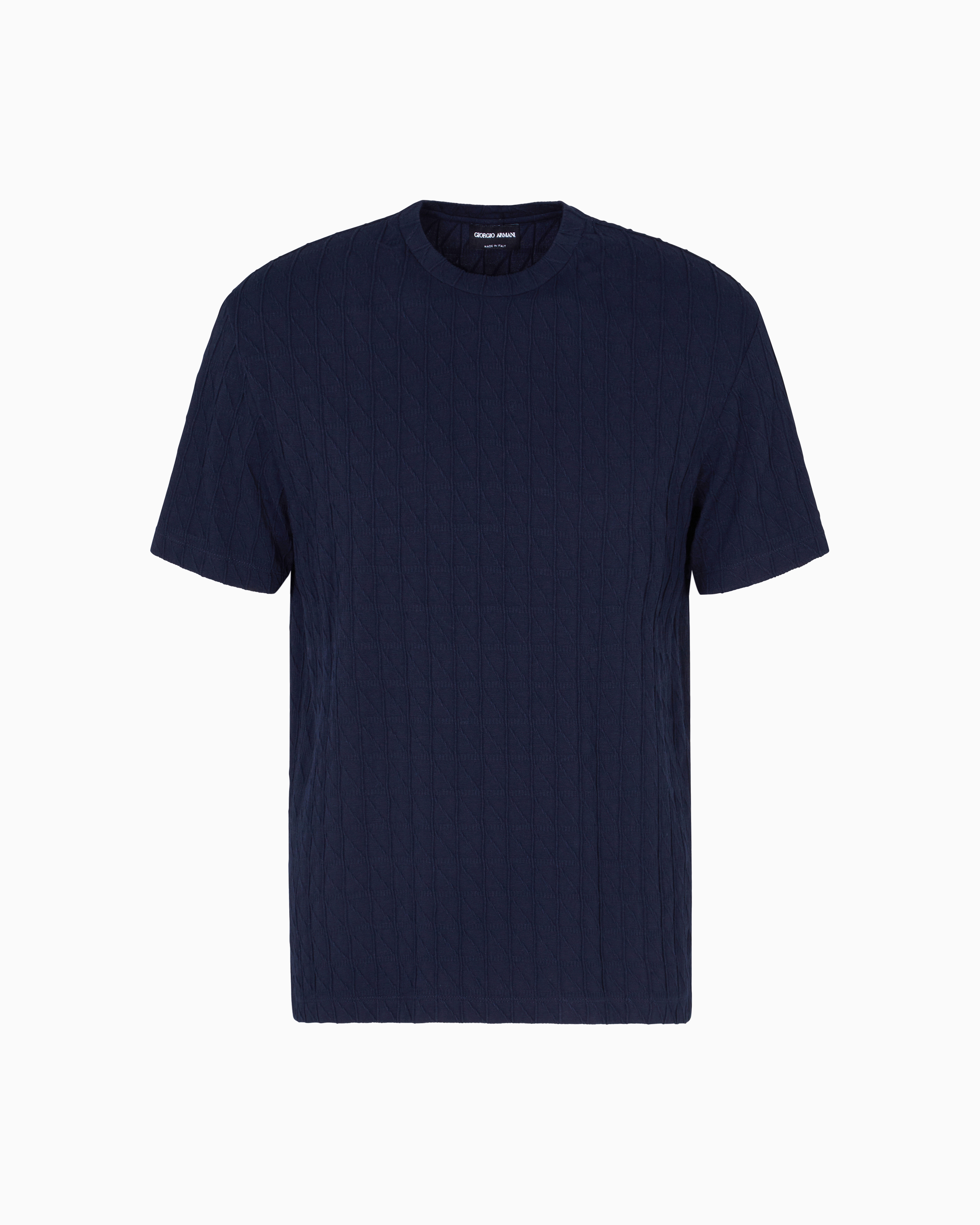 Giorgio Armani Asv Stretch Viscose And Cashmere Blend Crew Neck T-shirt In Blue