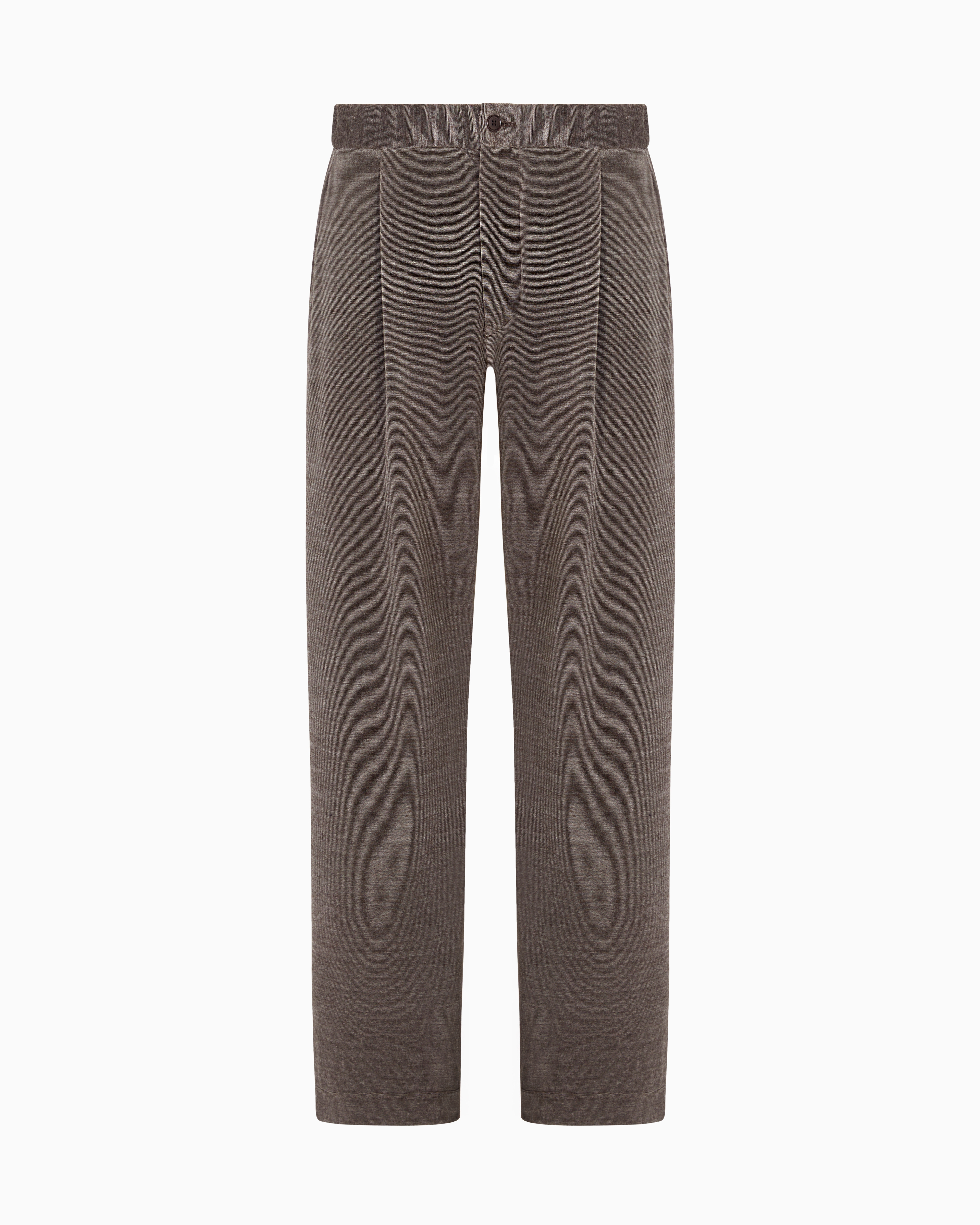 Giorgio Armani Cotton-blend Wide-leg Pants In Brown