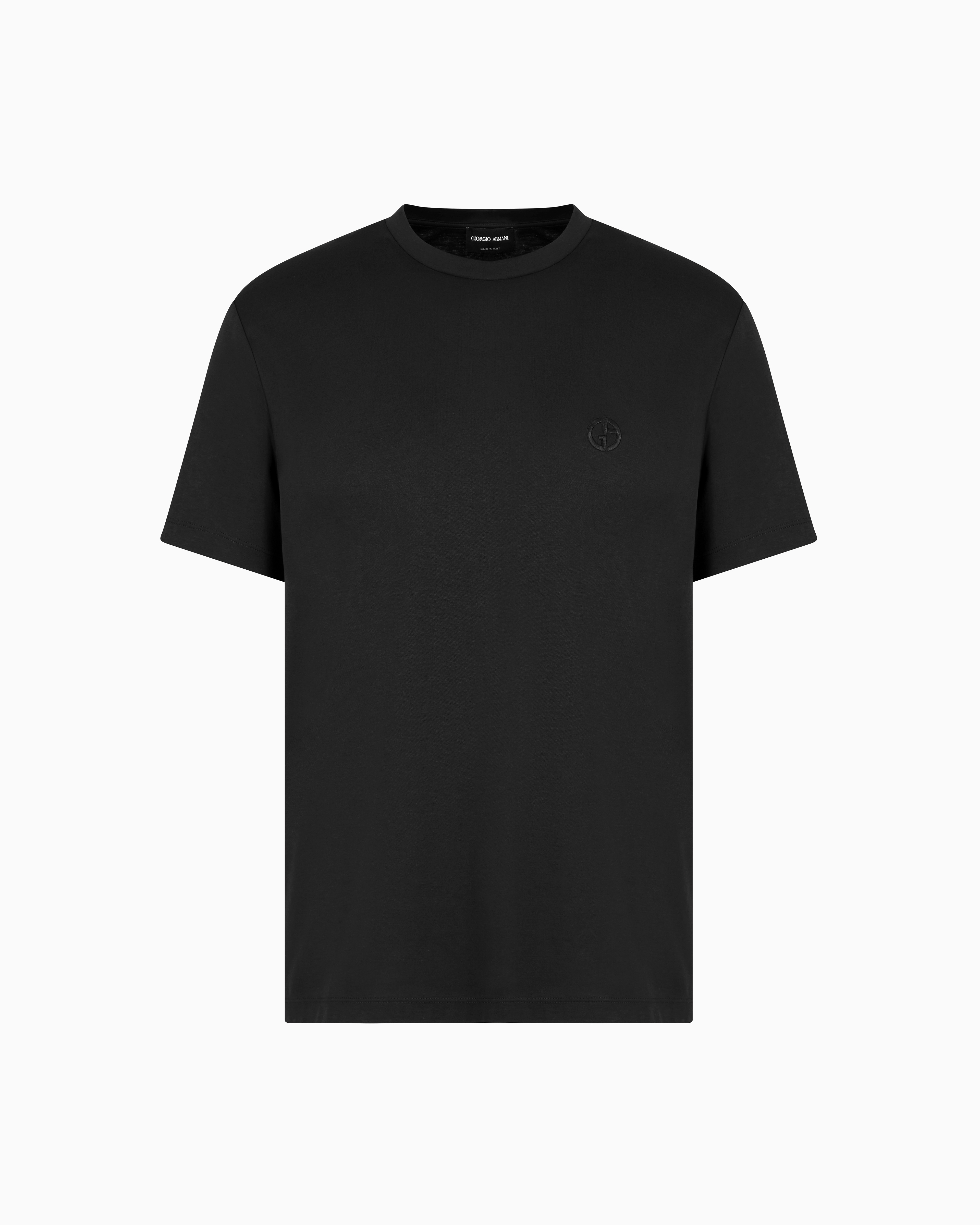 Cotton-interlock T-shirt with embroidered logo | Giorgio Armani