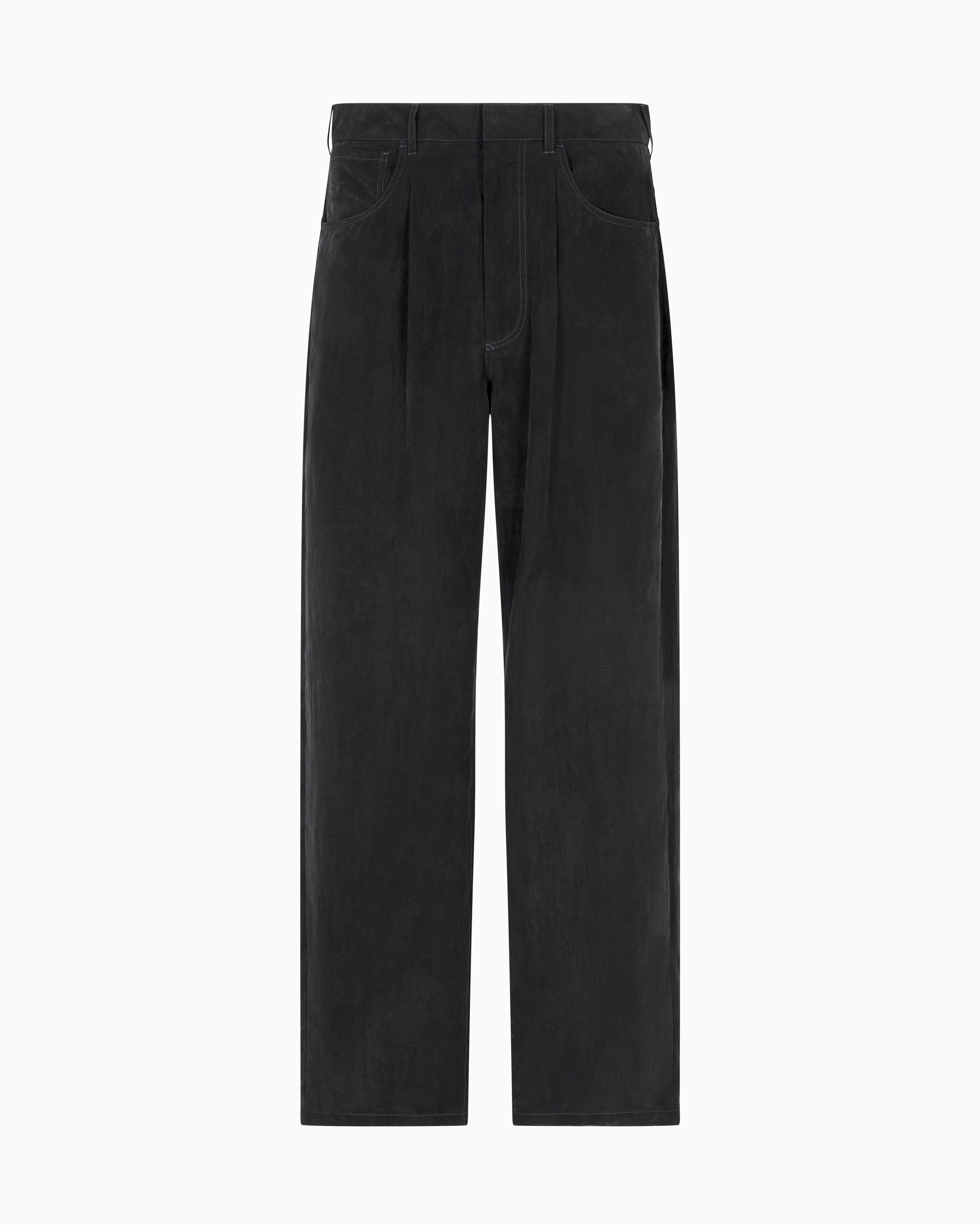 Single-pleat trousers in faded Lyocell canvas | Giorgio Armani