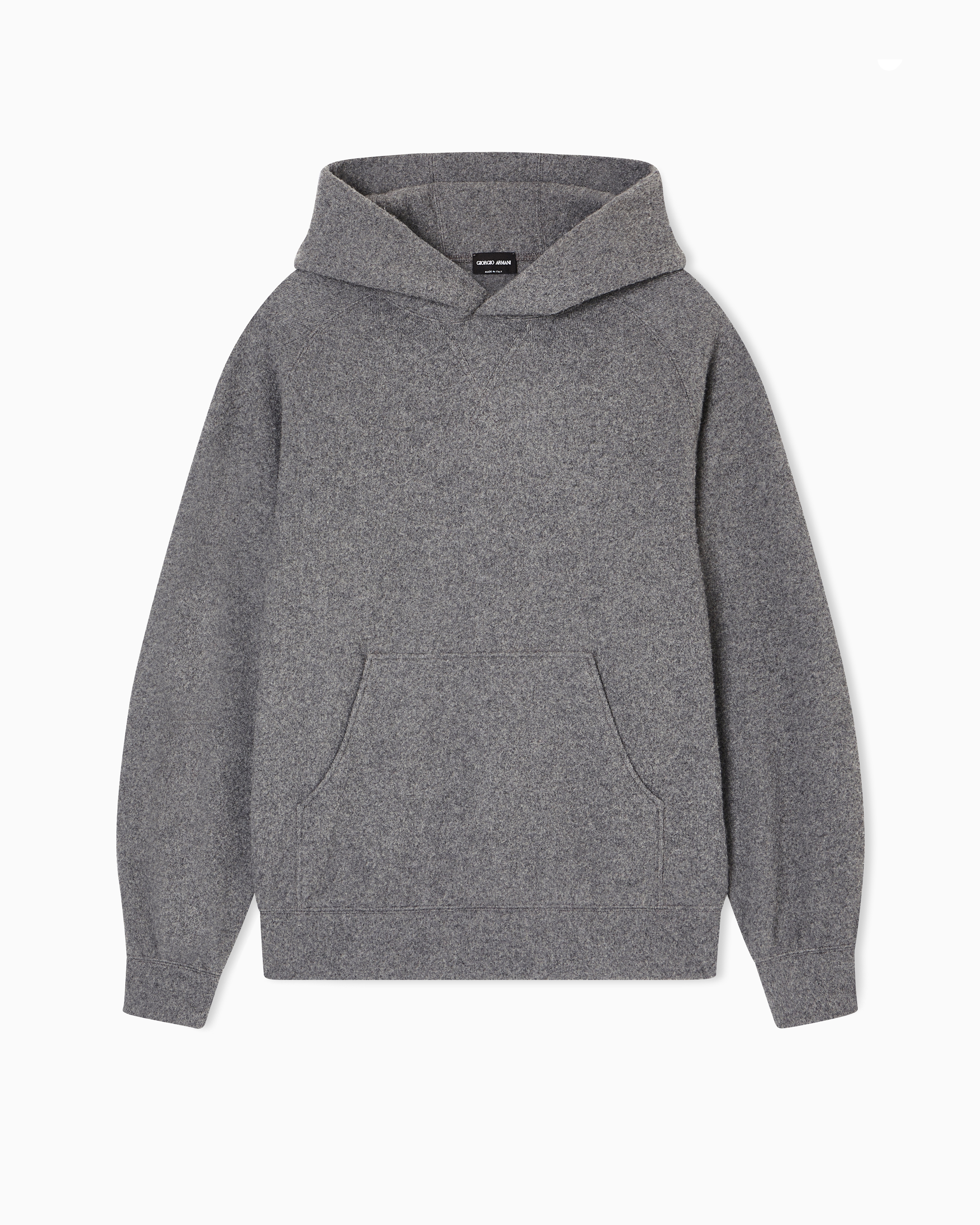 Giorgio Armani Hooded Sweatshirt In Cashmere Fleece In Gray