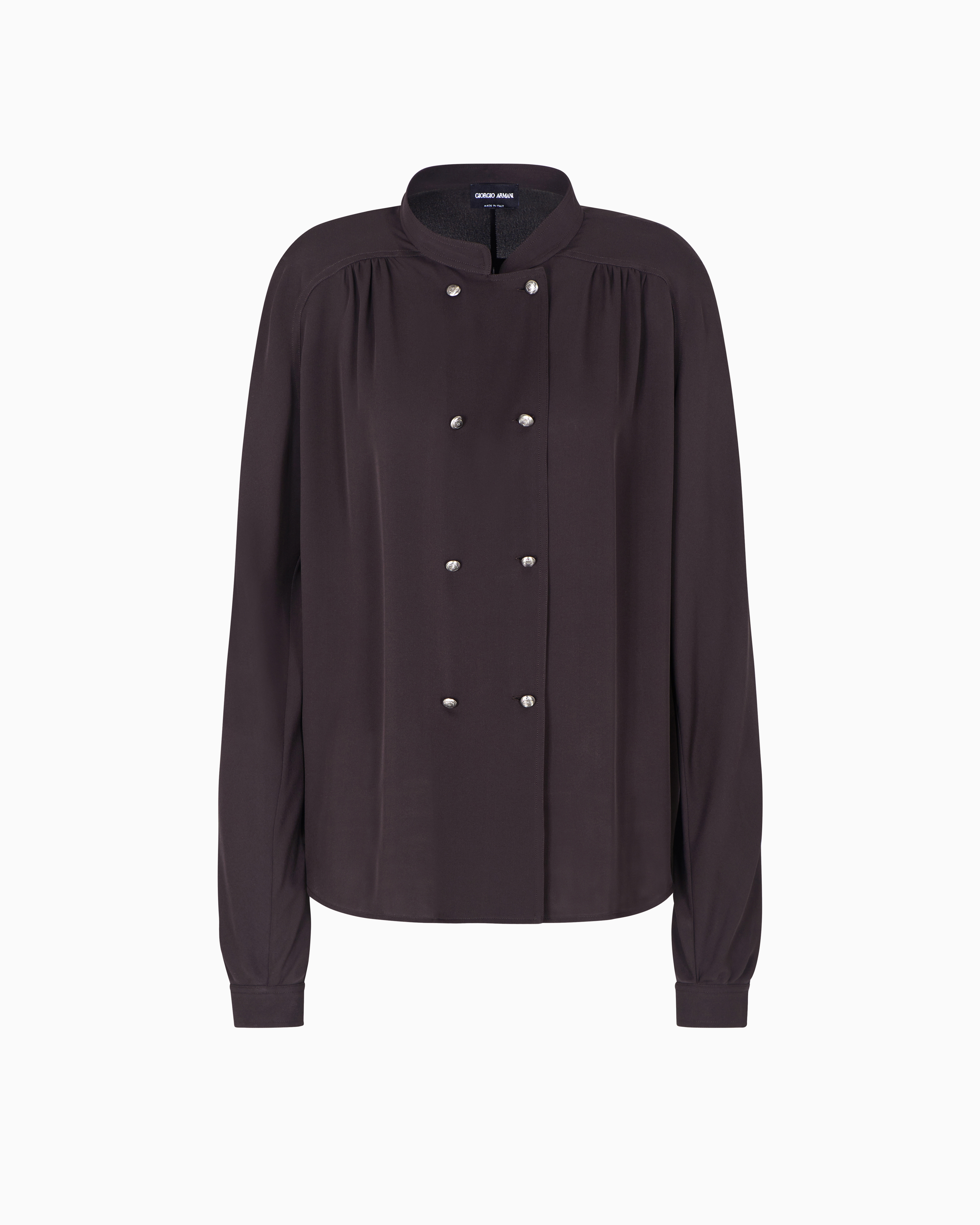 Giorgio Armani Women Doublebreasted Silk Shirt In Brown
