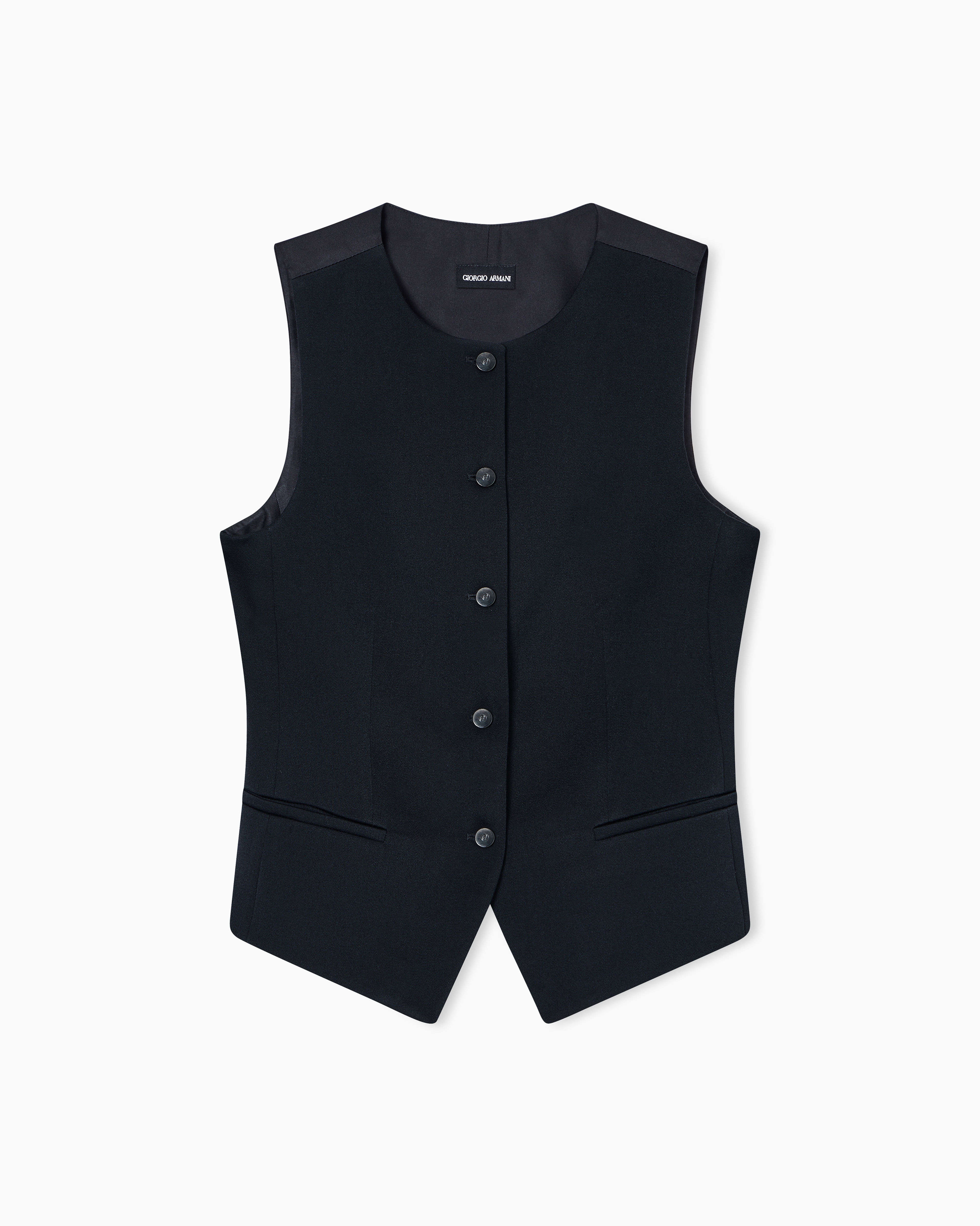 Giorgio Armani Single-breasted Wool Waistcoat In Black