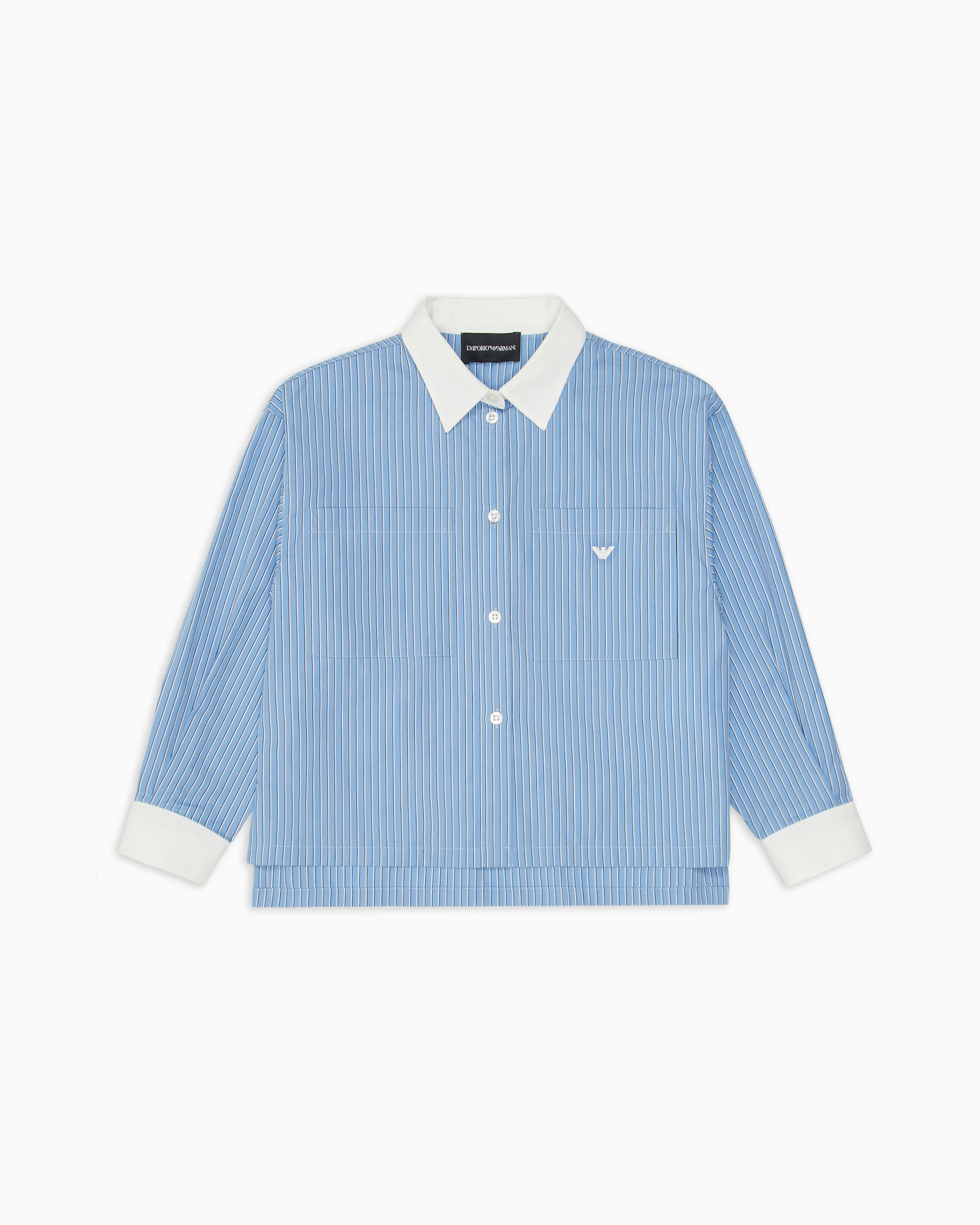 Emporio Armani - Striped shirt with contrasting trim, Girl, Blue, Size: 6A