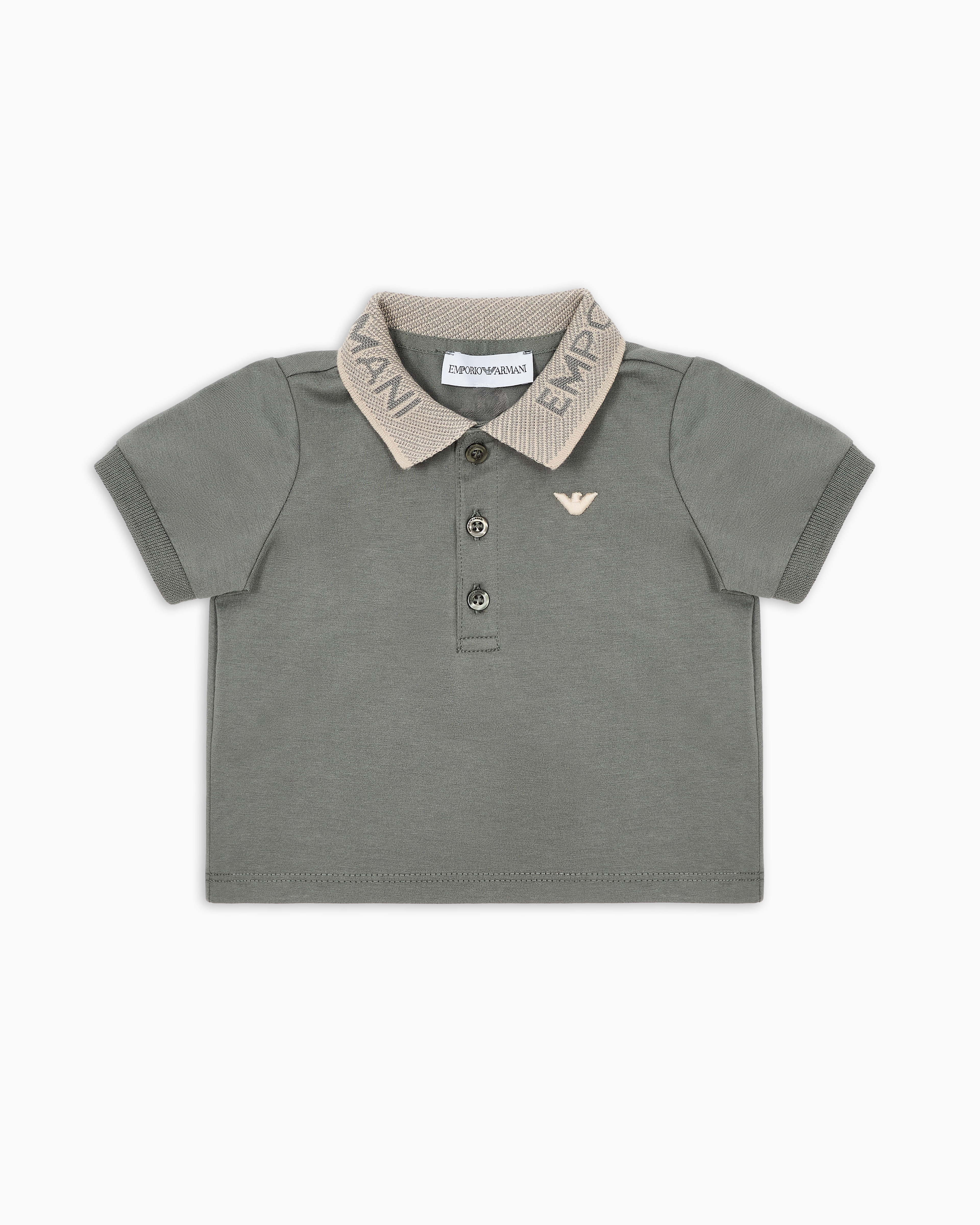 Emporio Armani - Jersey polo shirt with logo embroidery, Boy, Green, Size: