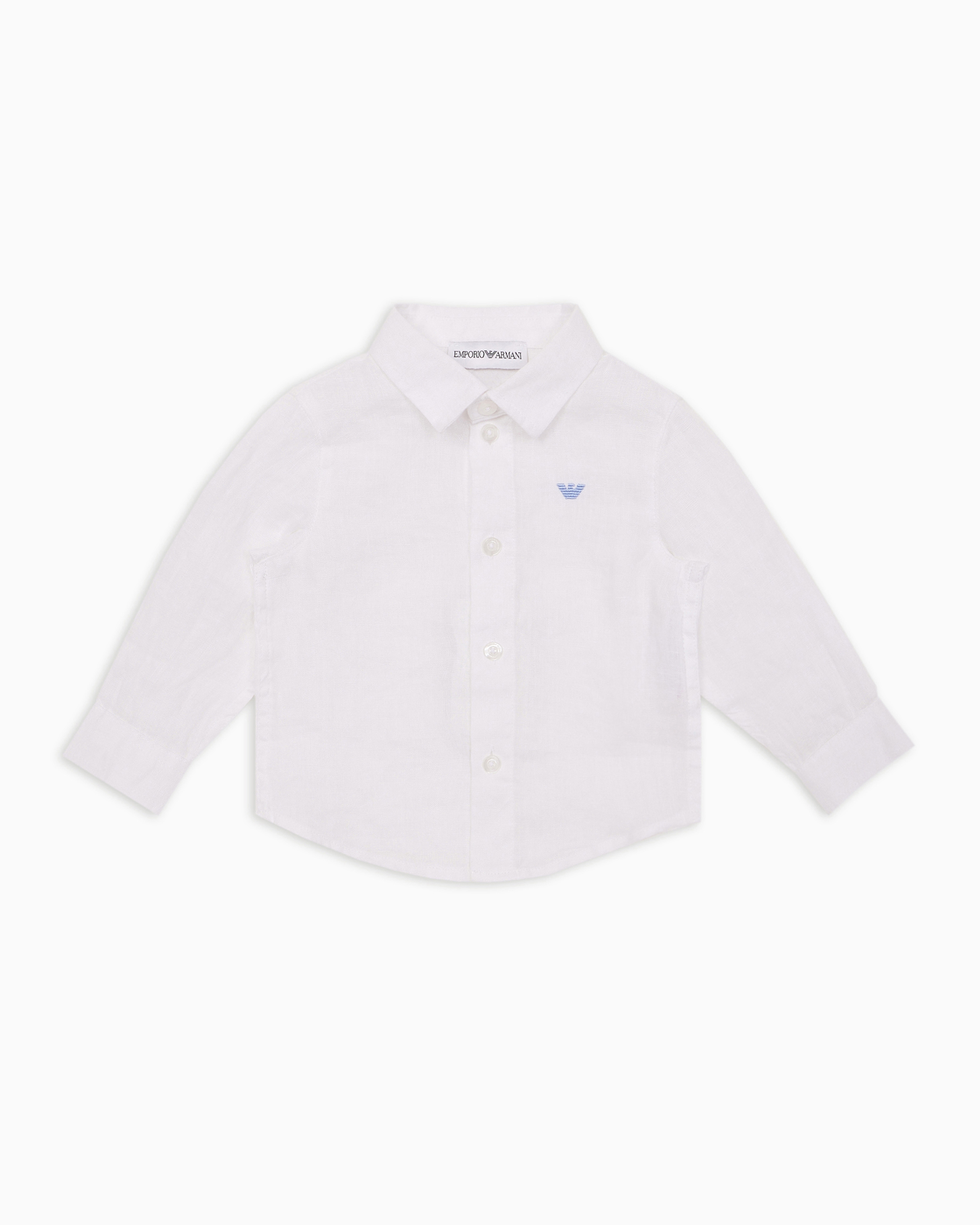 Linen shirt with eagle embroidery | Emporio Armani