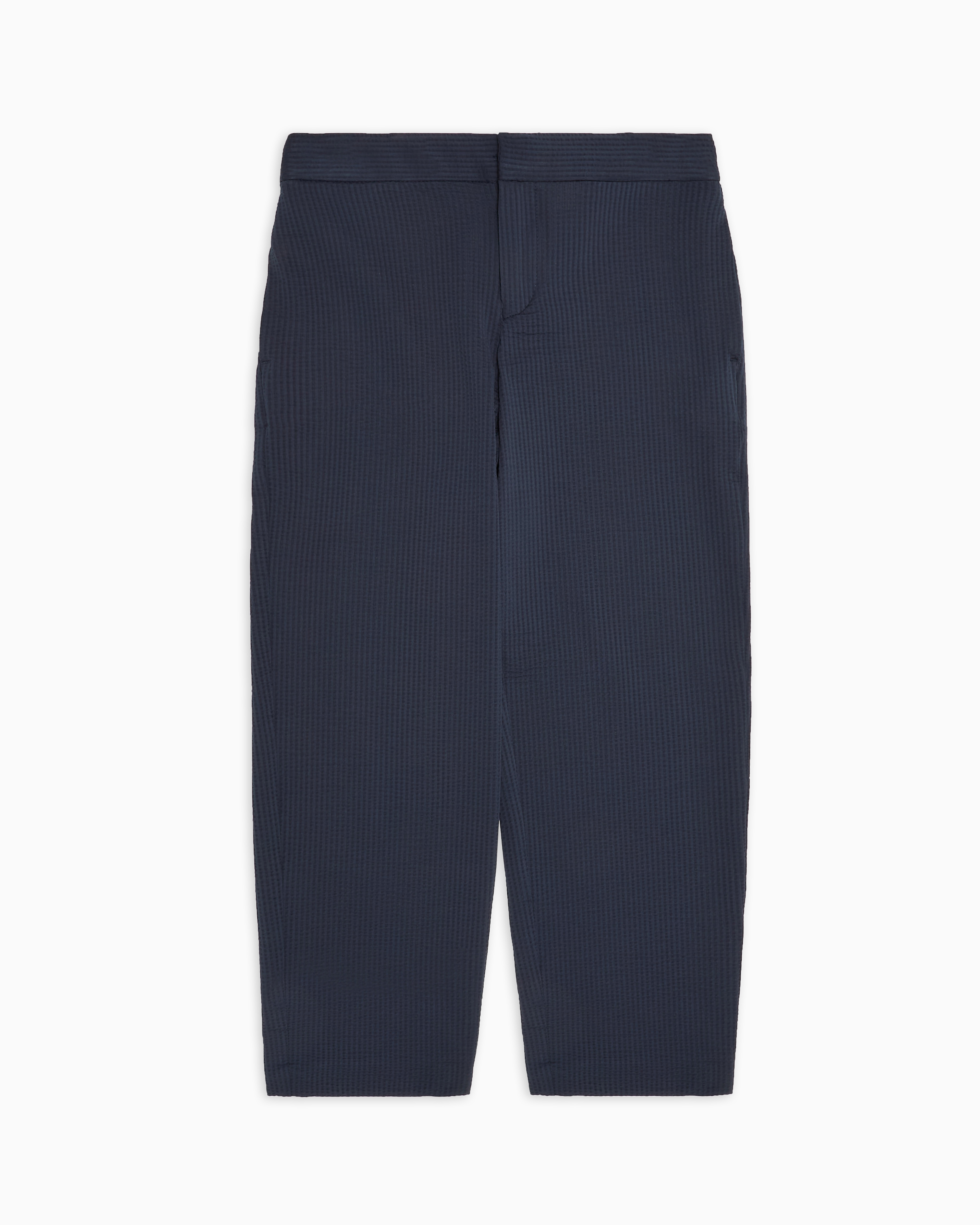 Emporio Armani - Special Occasion piqué-effect micro-textured crêpe jersey trousers, Boy, Navy Blue, Size: