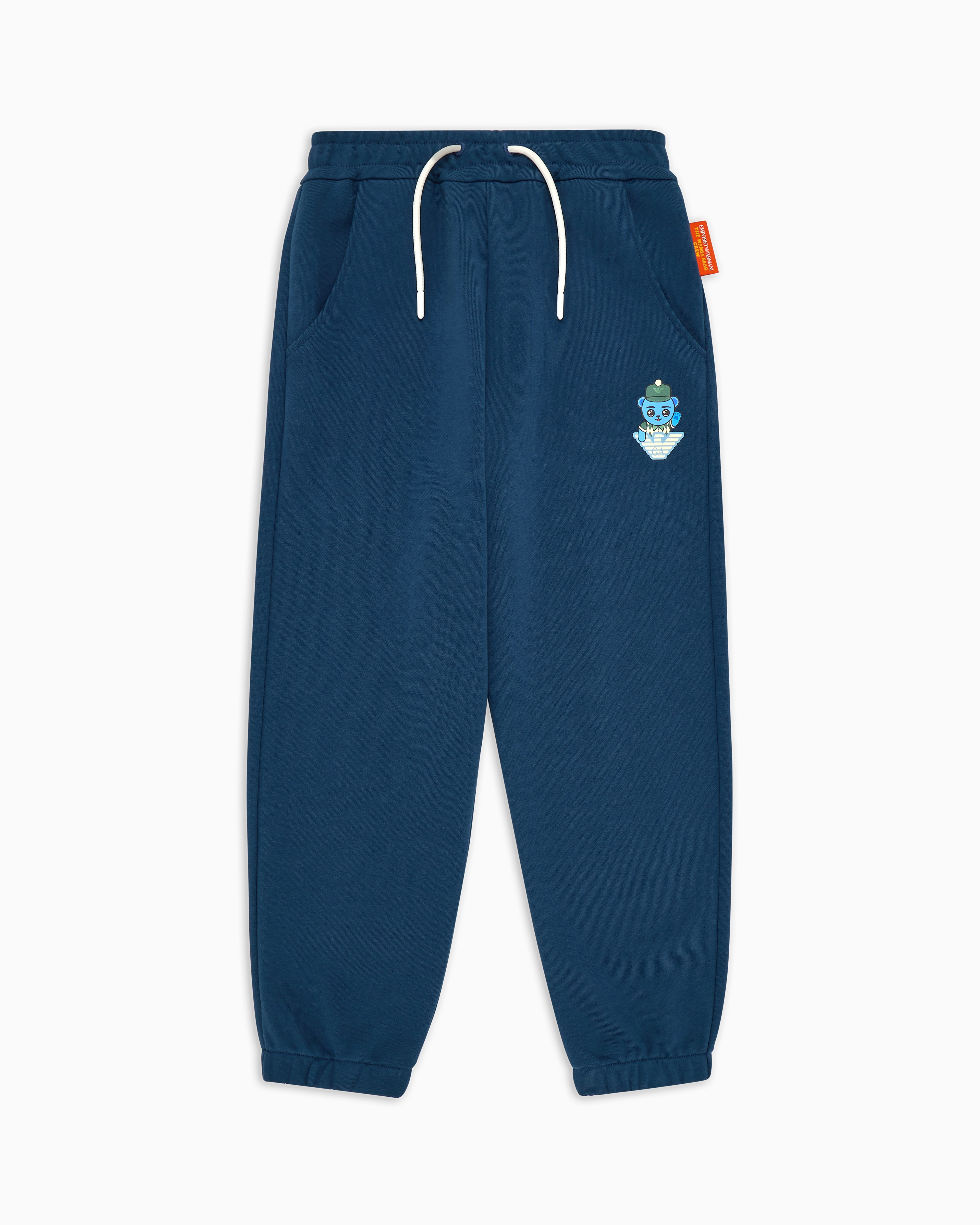 Emporio Armani - ASV loose-fit joggers organic jersey with Manga Bear Crew print, Boy, Blue, Size: