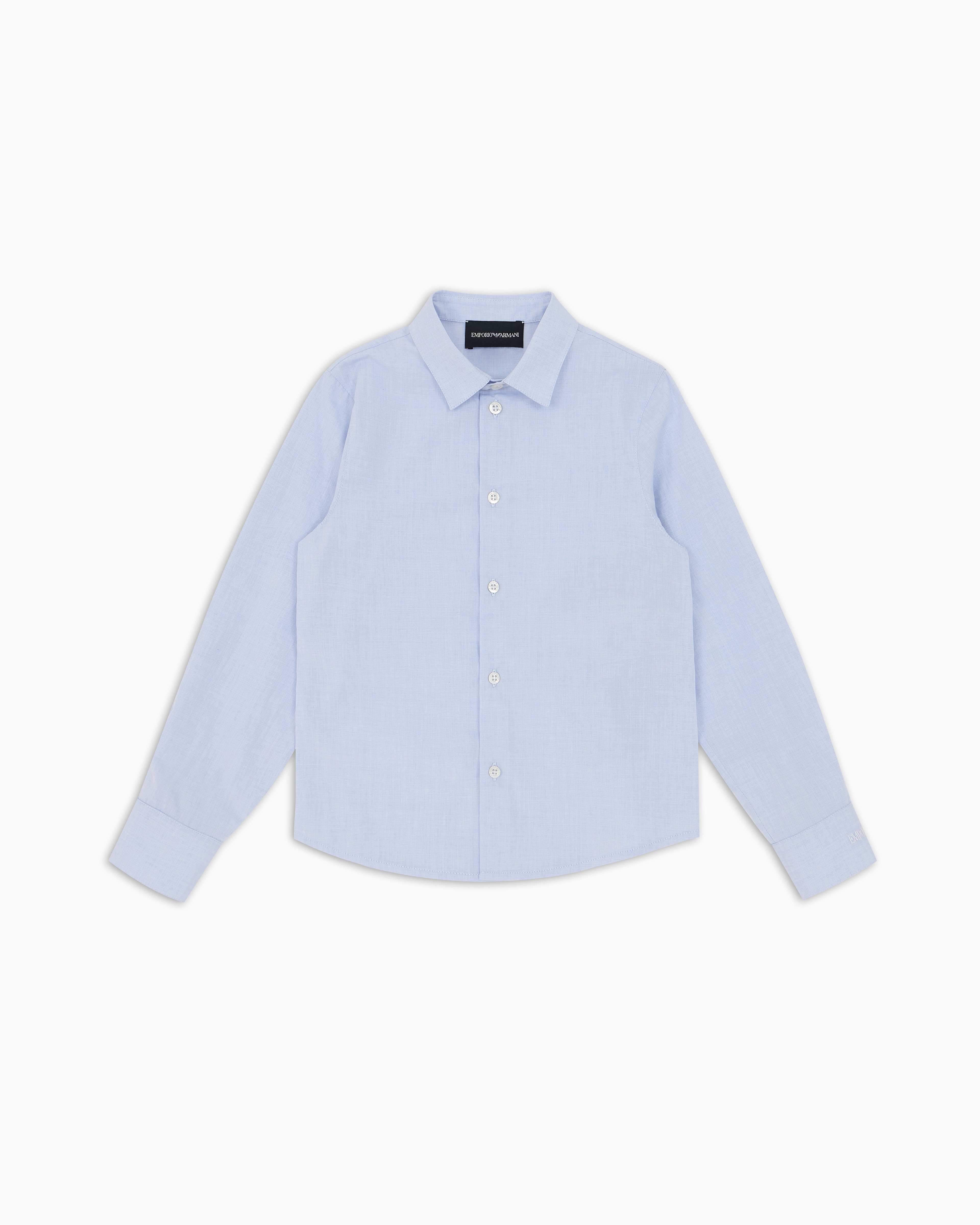 Emporio Armani - Shirt with embroidered cuffs, Boy, Light Blue, Size: