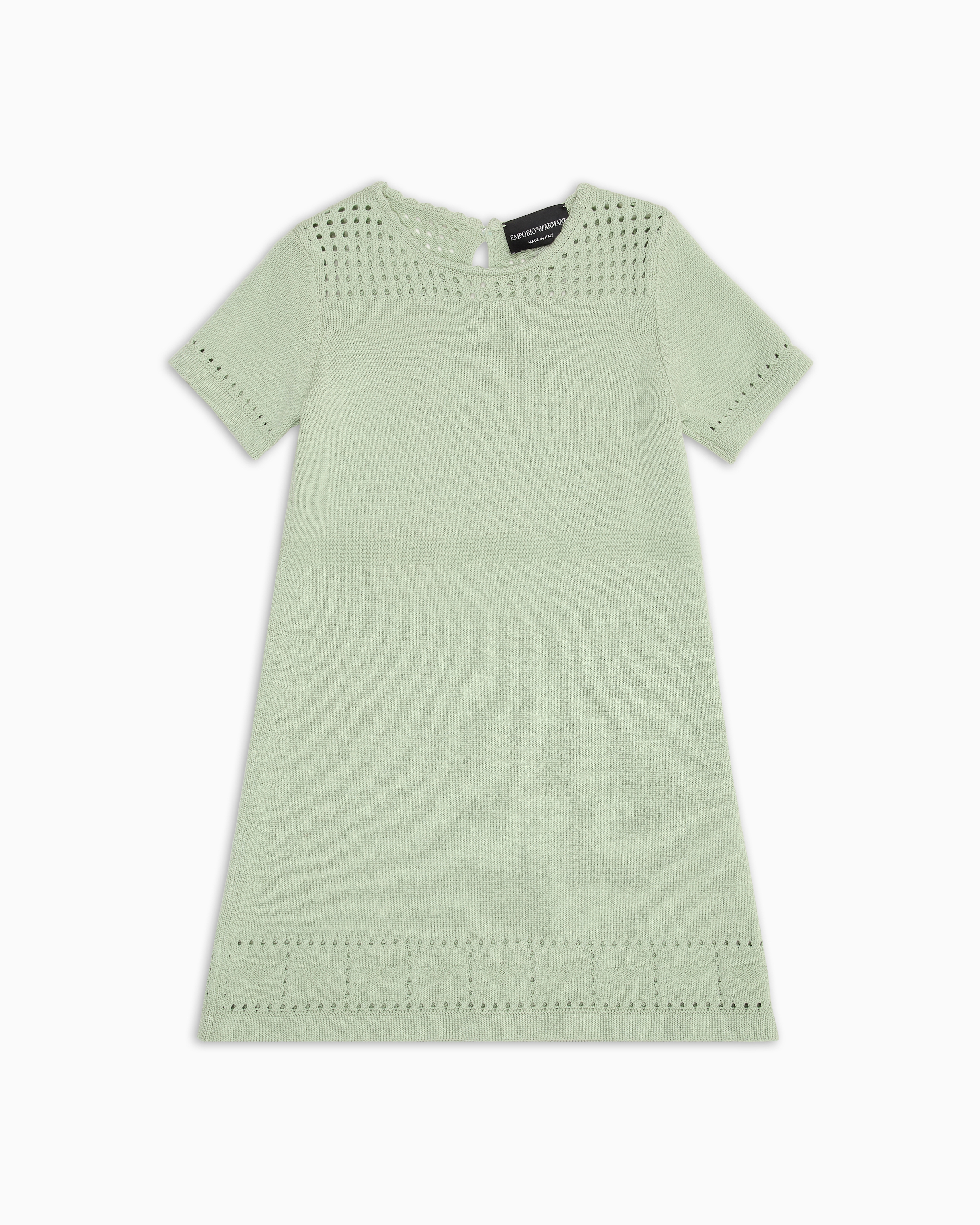 Short-sleeved dress with crochet details | Emporio Armani