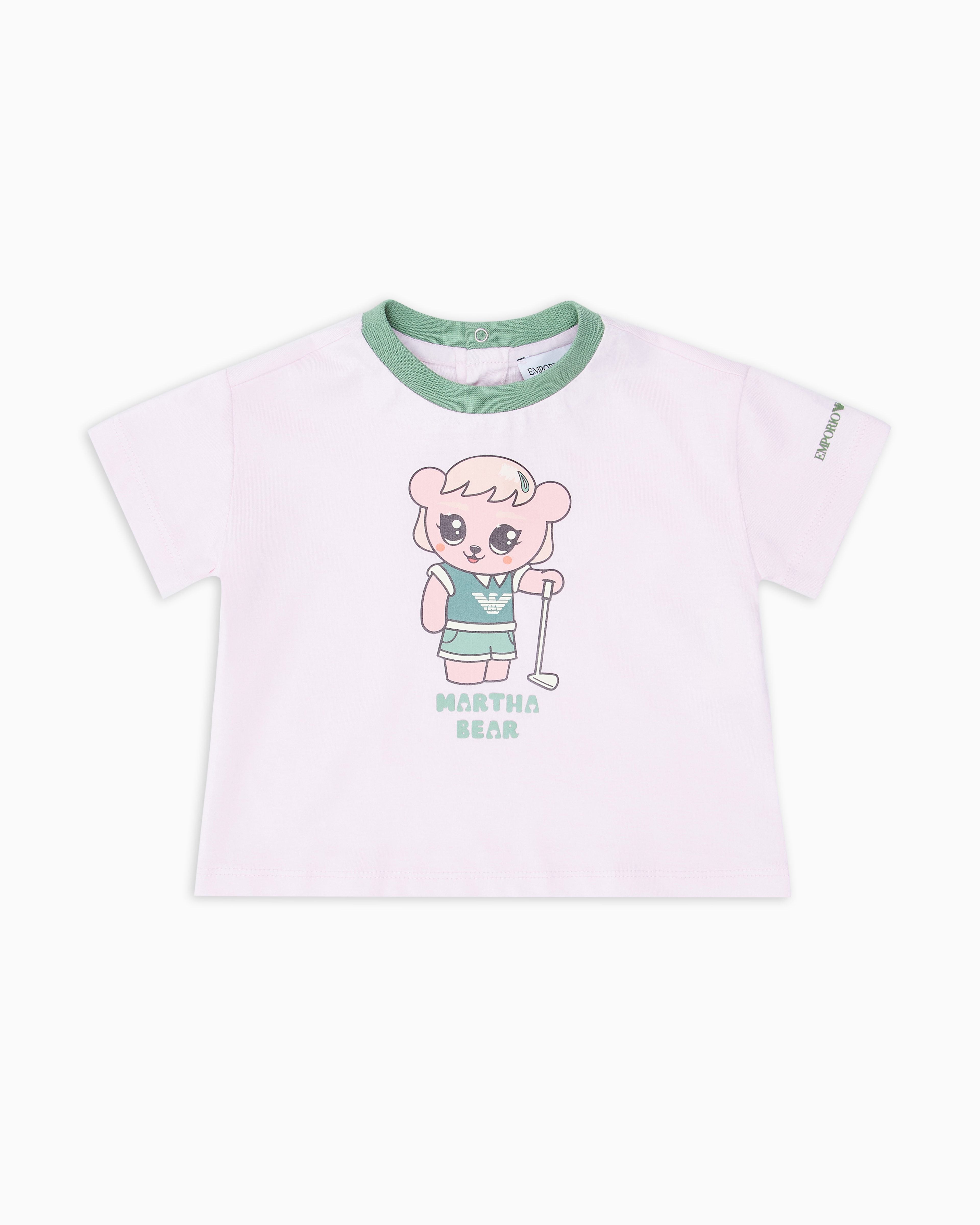 Emporio Armani - ASV organic-jersey T-shirt with Manga Bear Crew print, Boy, Pink, Size: