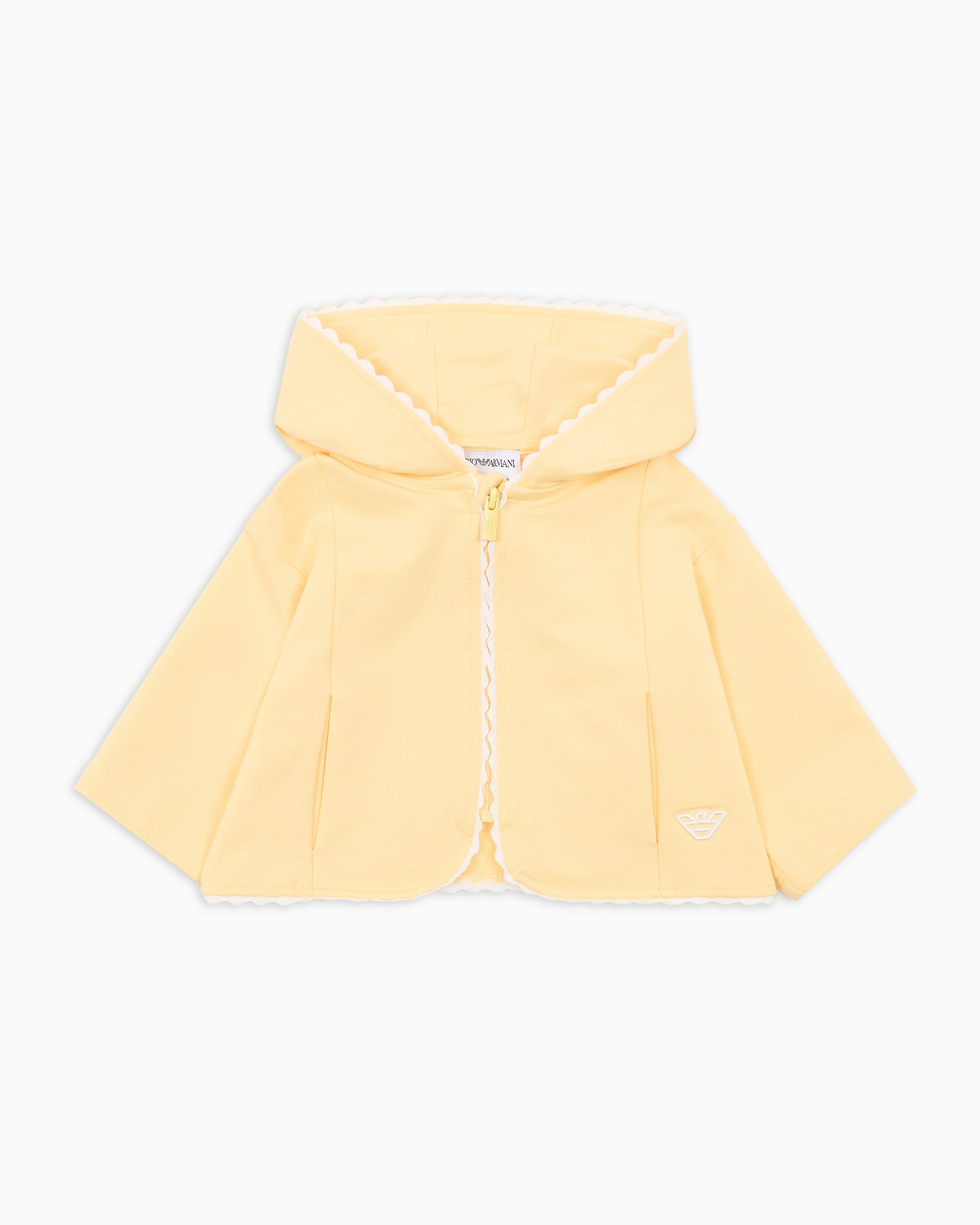 Emporio Armani - ASV Modal blend jersey, hooded zip-up sweatshirt, Girl, Yellow, Size: